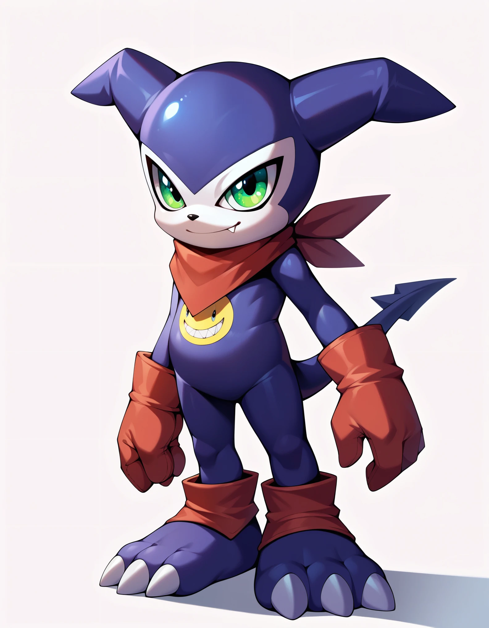 score_9, score_8_up, score_7_up, score_6_up, source_furry, solo, dof, full-length portrait, feral, white background, impmon, shortstack, digimon (creature)