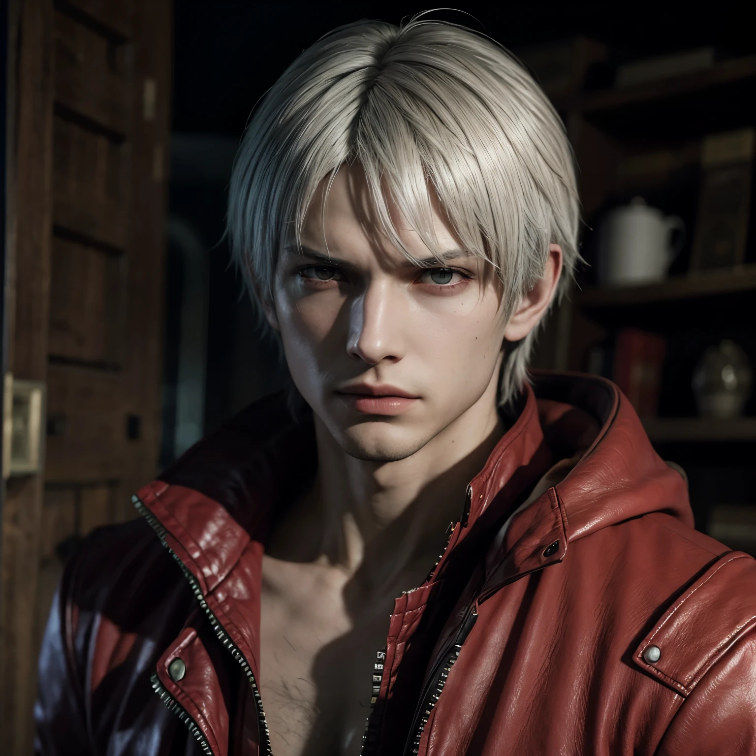 Dante from Devil may cry with his face turned away