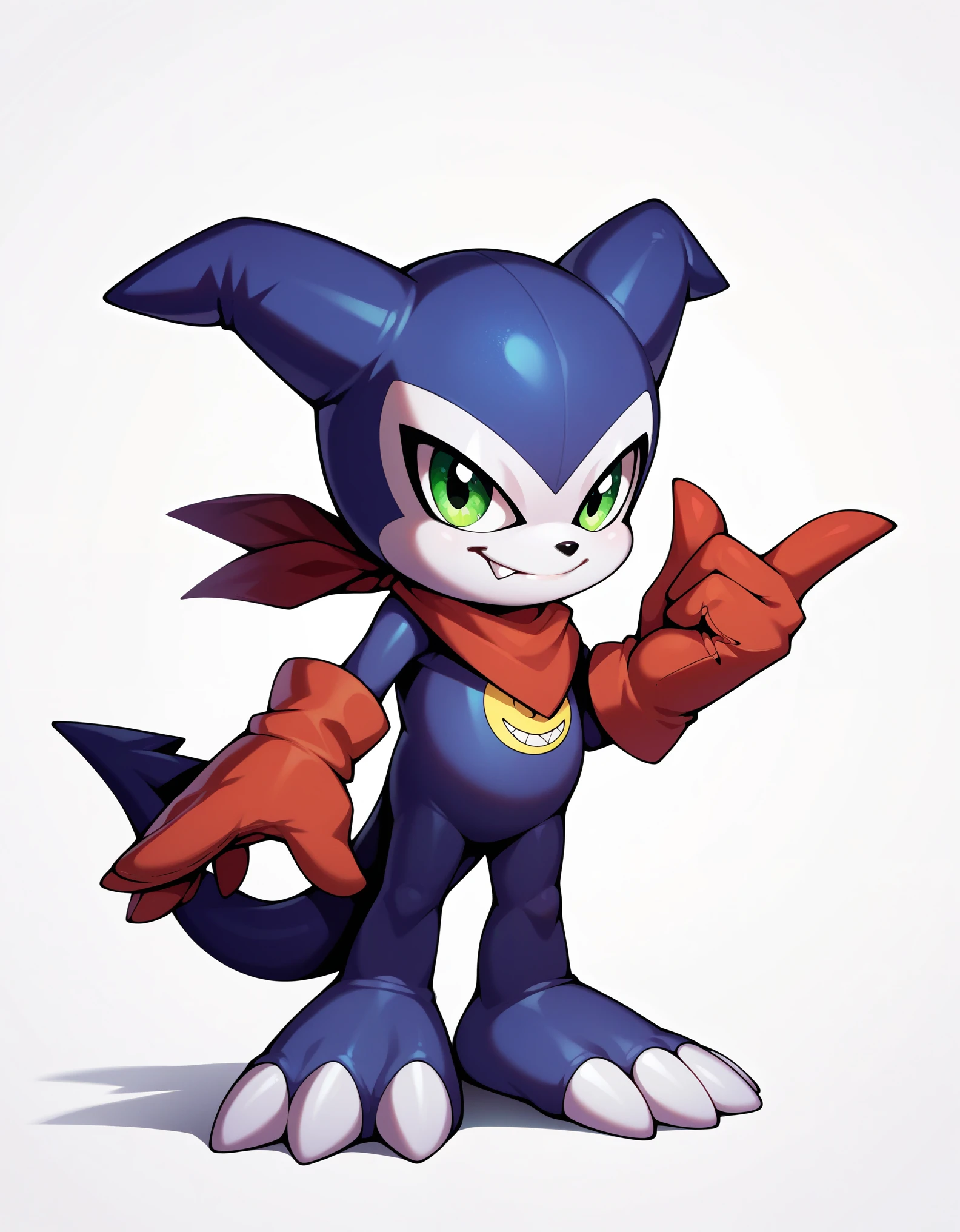 score_9, score_8_up, score_7_up, score_6_up, source_furry, solo, dof, full-length portrait, feral, white background, impmon, shortstack, digimon (creature)