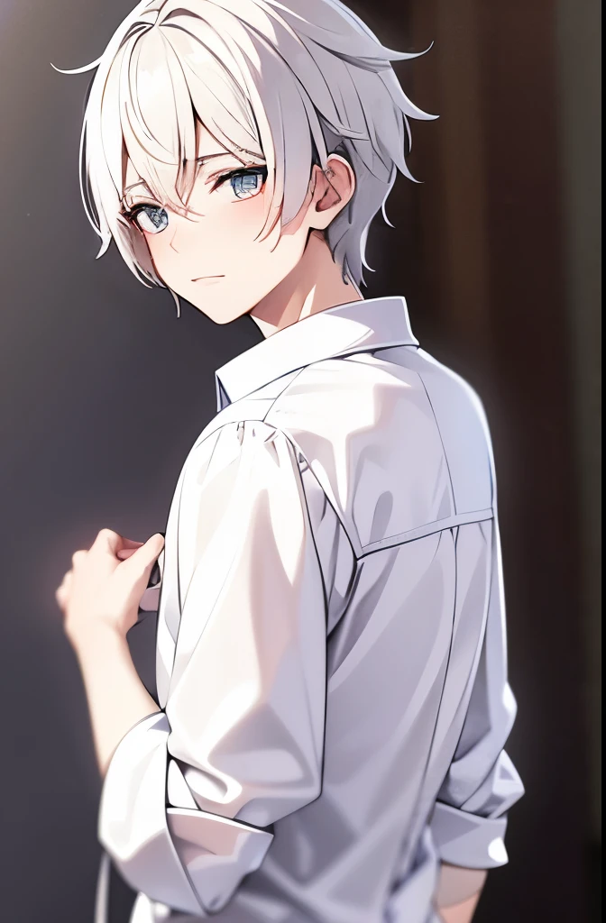 anime boy dans une chemise blanche debout devant un groupe de bougies blanches, albédo du suzerain de l'anime, par Jin Homura, guweiz, chevaliers, zhongli genshin impact, style artistique anime moe, albédo de suzerain, style anime comme le destin/passer la nuit, guweiz sur pixiv artstation