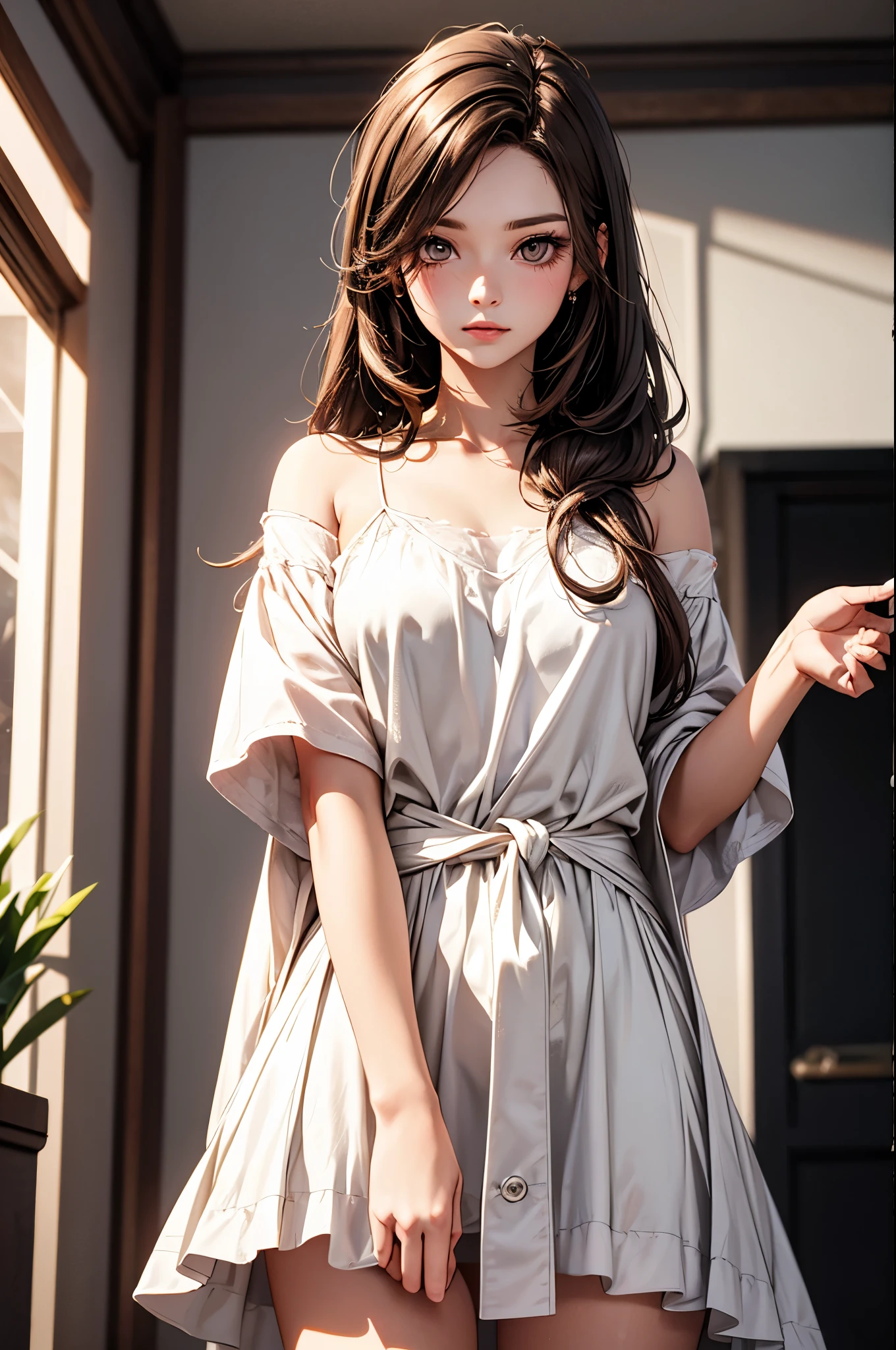 Twenty generations, cute girl, brown hair, long, straight hair, sparkling amber eyes, Fashion, Stylish, 8k Ultra HD, high quality, CG unity, C4D Rendering, 3D Rendering