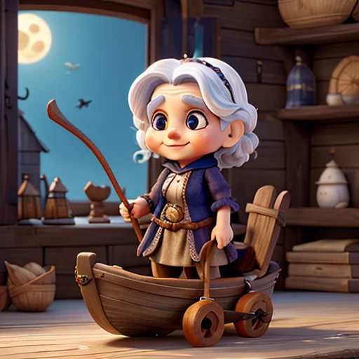 há uma old witch em uma ilha,pitata boat,art cg,old witch,portraite,arte kawaii