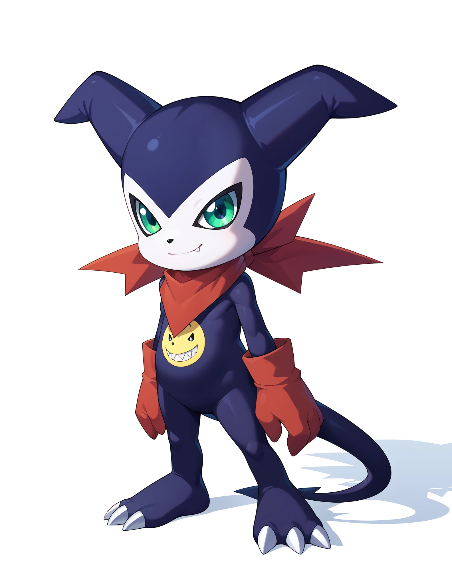 score_9, score_8_up, score_7_up, score_6_up, source_furry, solo, dof, full-length portrait, feral, white background, impmon, shortstack, digimon (creature)