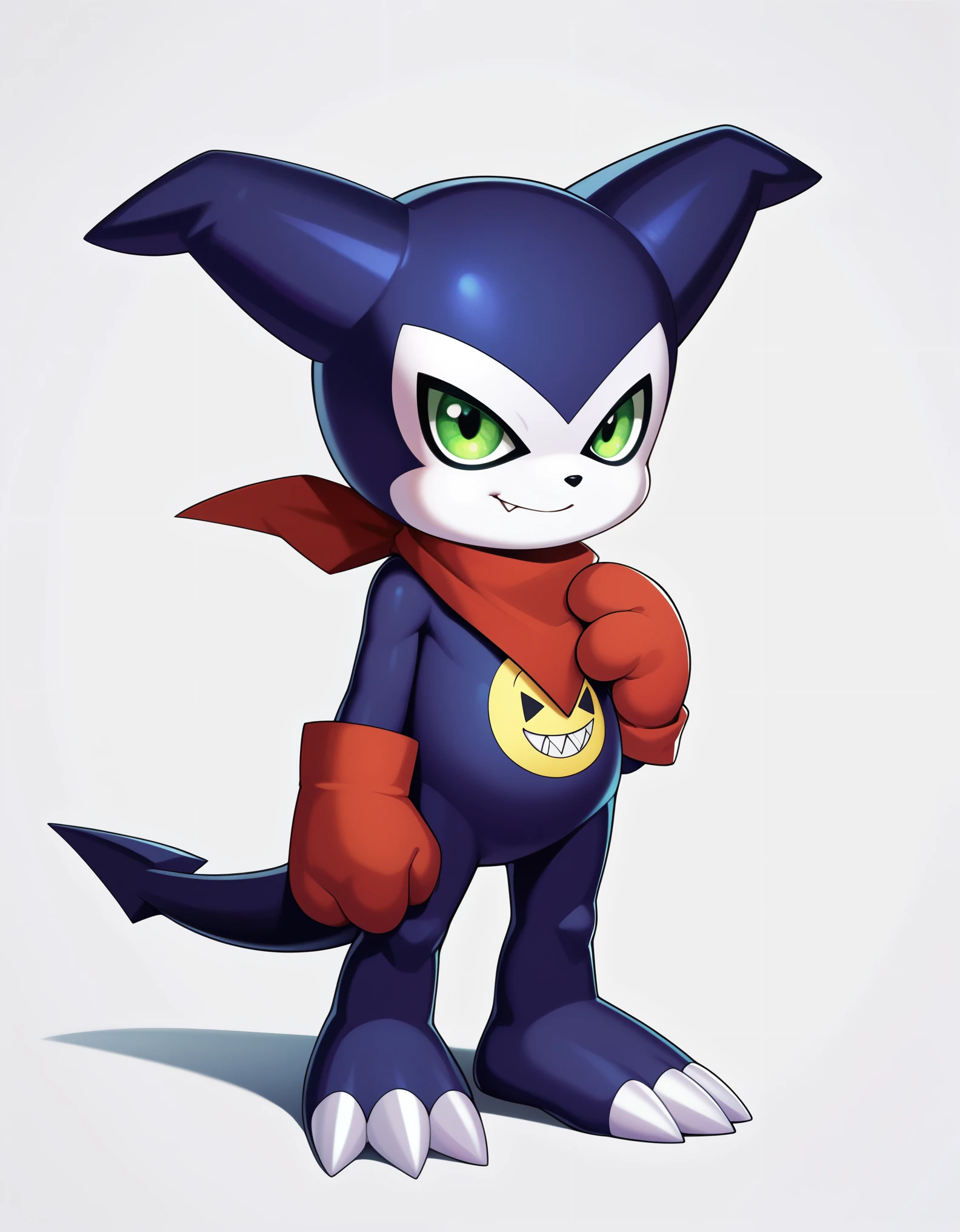 score_9, score_8_up, score_7_up, score_6_up, source_furry, solo, dof, full-length portrait, feral, white background, impmon, shortstack, digimon (creature)