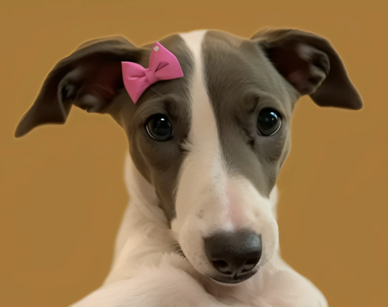 a very cute dog, she is very happy, her look is very happy and bright, she is smiling, the image is very detailed