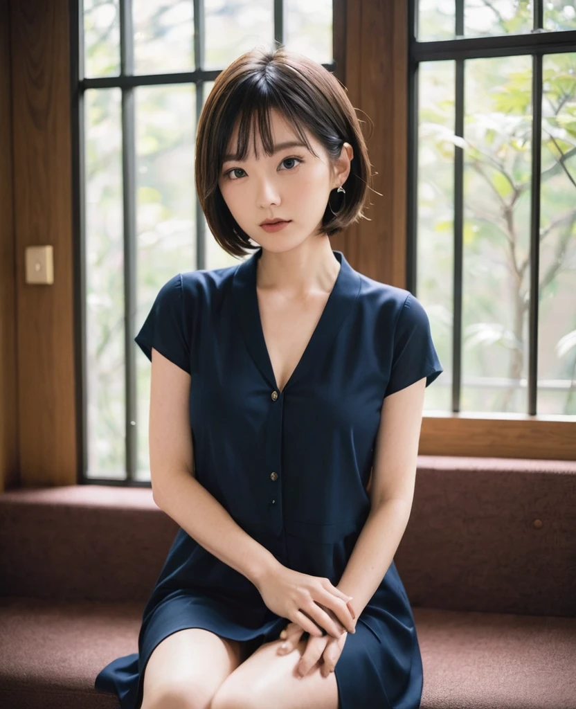 Bobcut、Tall SM queen、Private room、Dignified pose、革のドレス