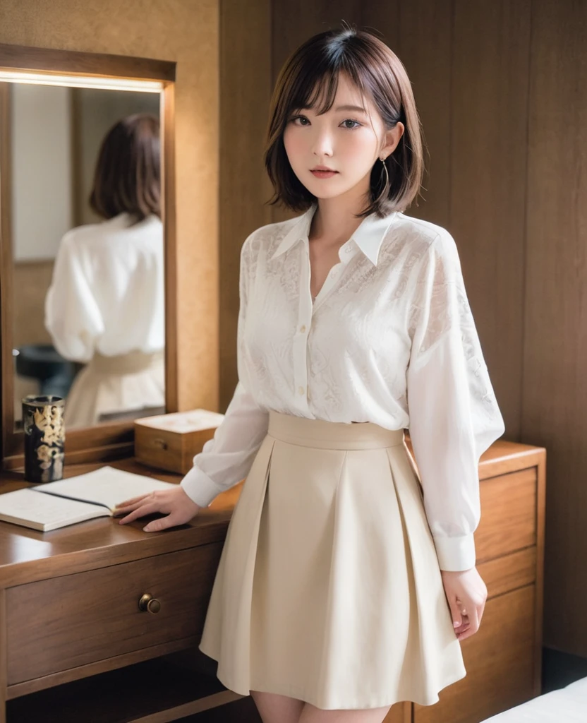 Bobcut、Tall SM queen、Private room、Dignified pose、革のドレス