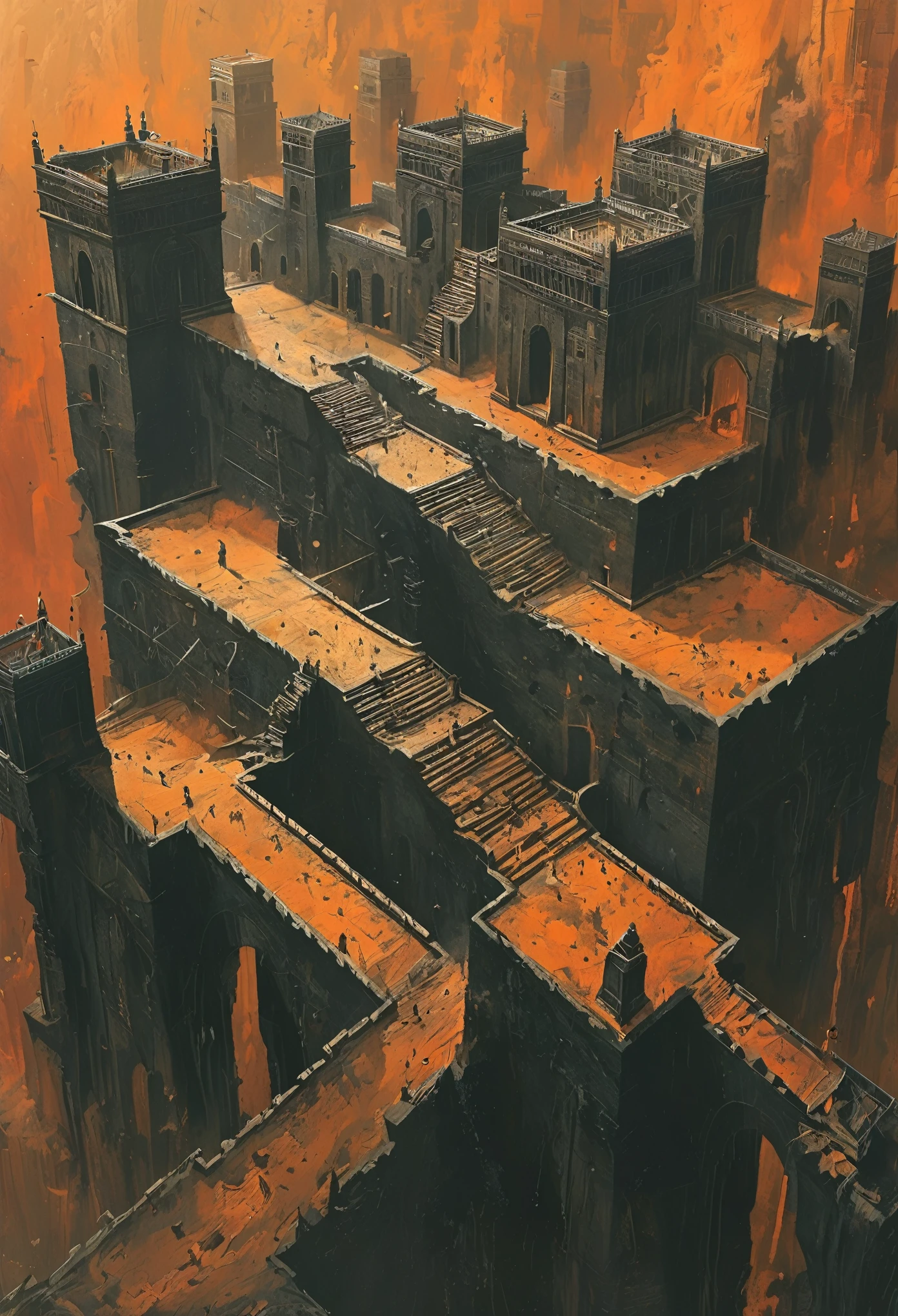 （Inferno shatters last flight of stairs after earthquake：1.3），（仅一层stairs：1.3）broken，The roads are messy，Monument Valley，Monument Valley，Geometric Ida tears up the crow，从地狱到天堂的stairs, Isometric Art, Small steps leading down, Inspired by M. c. Escher, Inspired by M.c. Escher, Isometric games, Inspired by Mc Escher, Step onto the tower, stairs