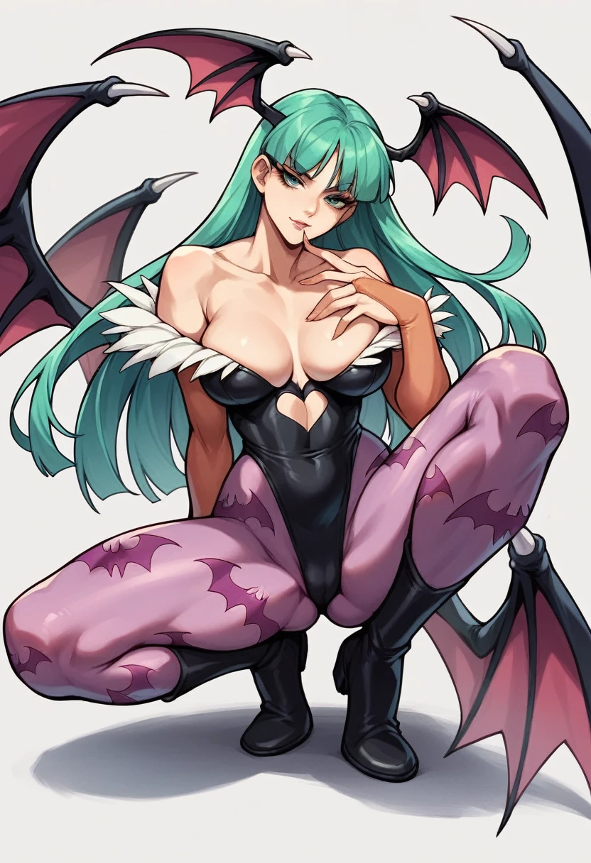 score_9, score_8_up, score_7_up, score_6_up, score_5_up, score_4_up, Morrigan Aensland from Darkstalkers  , full body view in anime style, seductive look