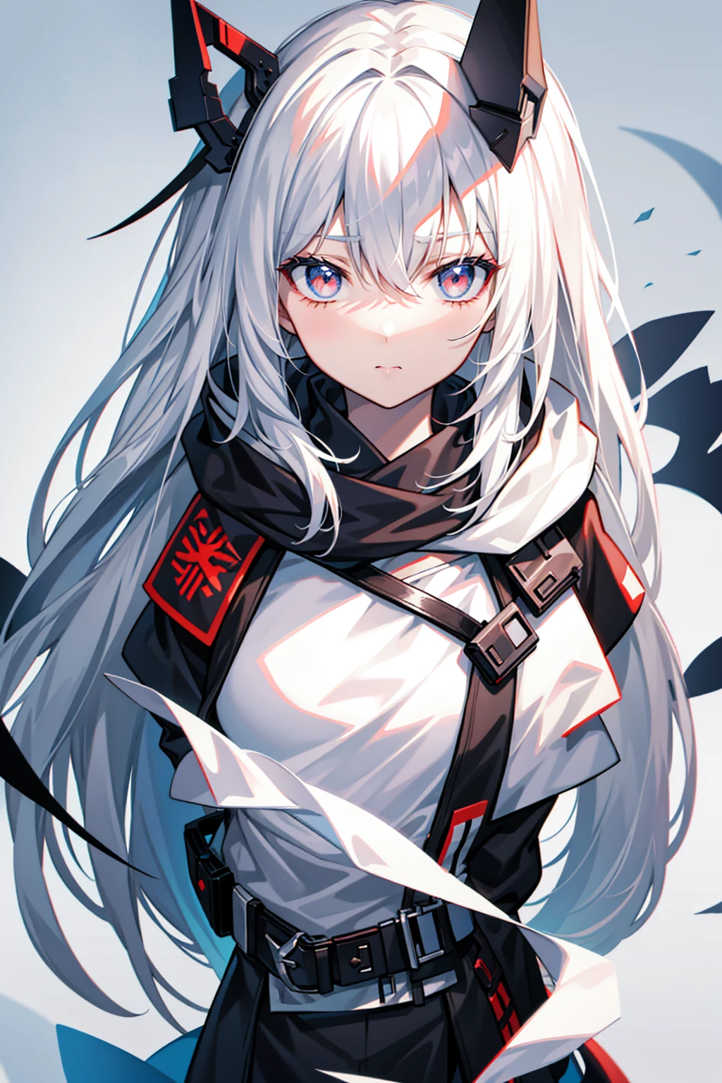 White haired cartoon character on a black background, Concept Art:Shitao, pixiv Contest Winner, Neoism, From Arknights, White-haired God, 非常に詳細なOfficial artwork, artstation pixivでトレンド, Digital art on Pixiv, From Girls Frontline, Girls Frontline Universe, Official character art, Official artwork