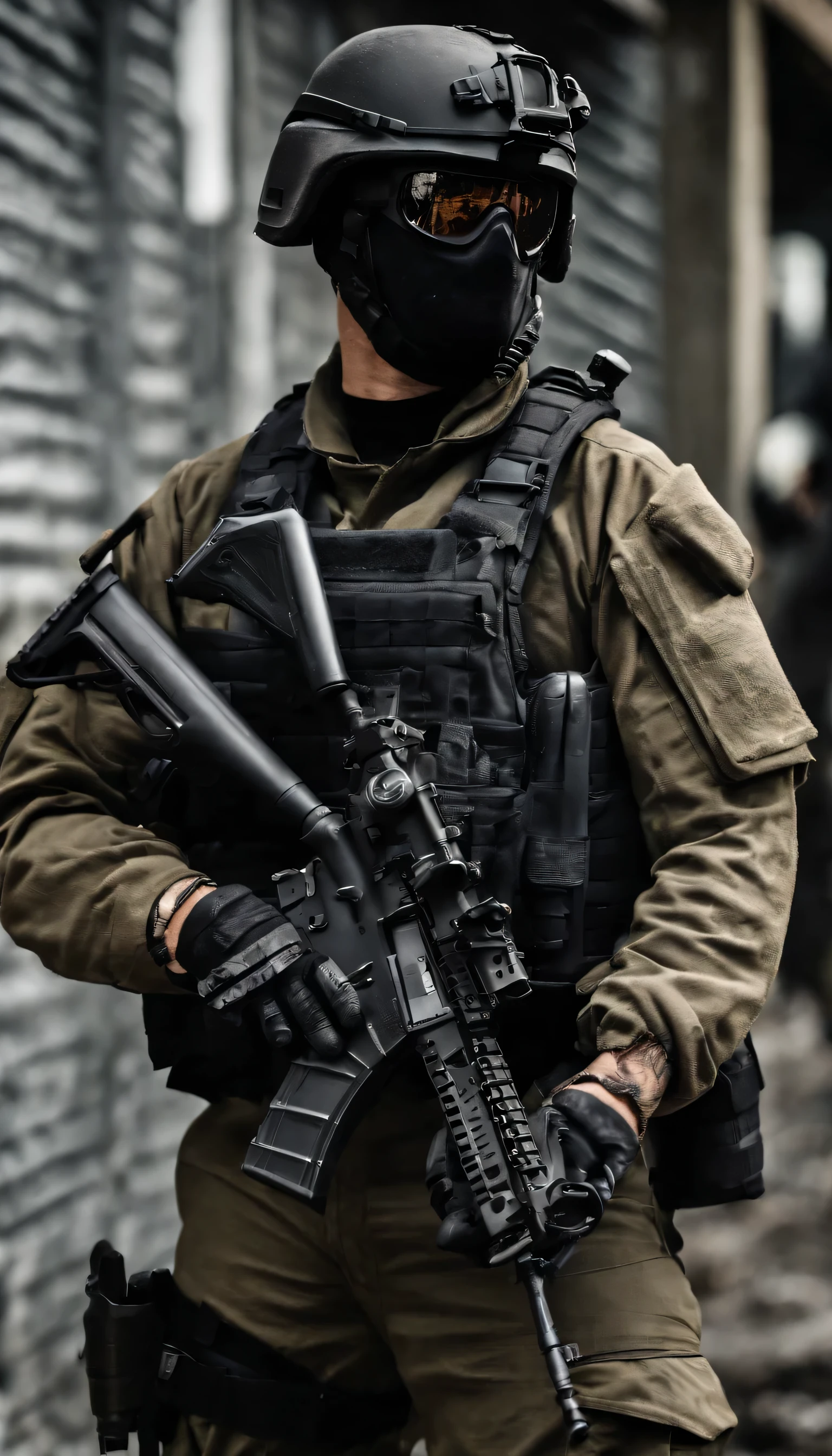 (Best Quality,4k,8k,A high resolution,masterpiece:1.2),ultra detailed,(realist,photorealistic,photorealistic:1.37), One of them was wearing a black SWAT uniform..,Man with black helmet, A man in a black mask holds a gun, CQB air rifle, french special operations, realistic soldiers, Soldados en tactical equipment., tactical equipment, kinematics —ar 16:9, Realistic military equipment, tactical armor, Black tactical equipment., combat suit, Futuristic soldier costume., special forces security(Best Quality,4k,8k,A high resolution,masterpiece:1.2),ultra detailed,(realist,photorealistic,photorealistic:1.37), One of them was wearing a black SWAT uniform..,Man with black helmet, A man wearing a black skull mask holds a gun., Assault rifle,CQB, french special operations, realistic soldiers, Soldados en tactical equipment., tactical equipment, kinematics —ar 16:9, Realistic military equipment, tactical armor, Black tactical equipment., combat suit, Futuristic soldier costume., special forces security,fbi official,Zombie crisis,Zombie background,there was chaos,Police shoot zombies
