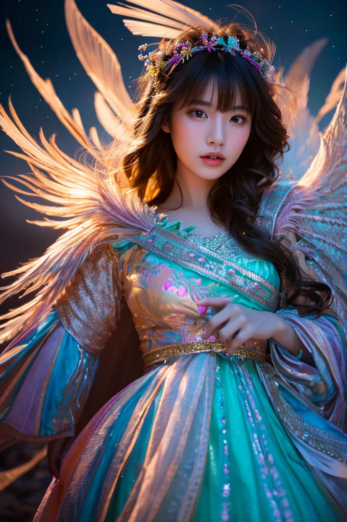 fashionアート,(8k), (Highest quality: 1.2), (Realistic), (Realistic: 1.37), Ultra-high resolution,Sex education training、Illuminated with enchanting lighting、 A stunning and surreal fashion portrait featuring a 17-year-old Japanese model, Her feathery hair gives her an angelic beauty.. She wears a fashionable and captivating outfit that highlights her super-real skin, Gives a vibrant and dreamy feel. The Cinematic lighting and composition create an otherworldly atmosphere, As if it had fallen from the sky. The background is dreamy, abstract landscape that enhances the overall enchanting and fashionable aesthetic of the photograph., fashion, Cinematic, photograph, portrait photographgraphy