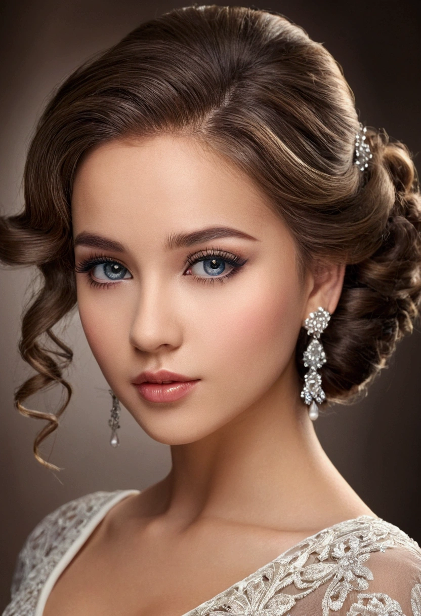 a beautiful girl with side-swept hairstyle, extremely detailed intricate facial features, beautiful detailed eyes, beautiful detailed lips, long eyelashes, elegant expression, intricate hairstyle, 1girl