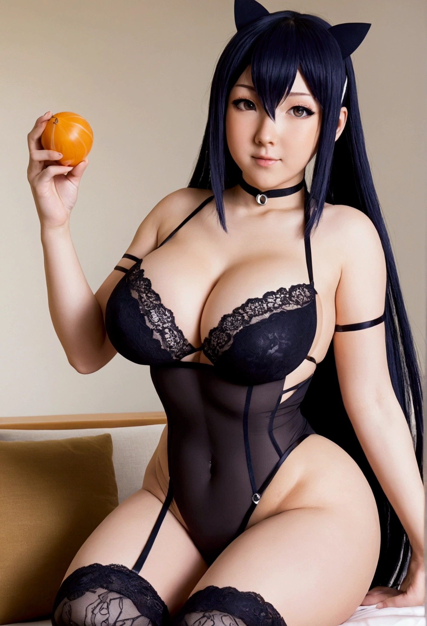 Make Hinata from Naruto in lingerie with big breasts and big butt in HD