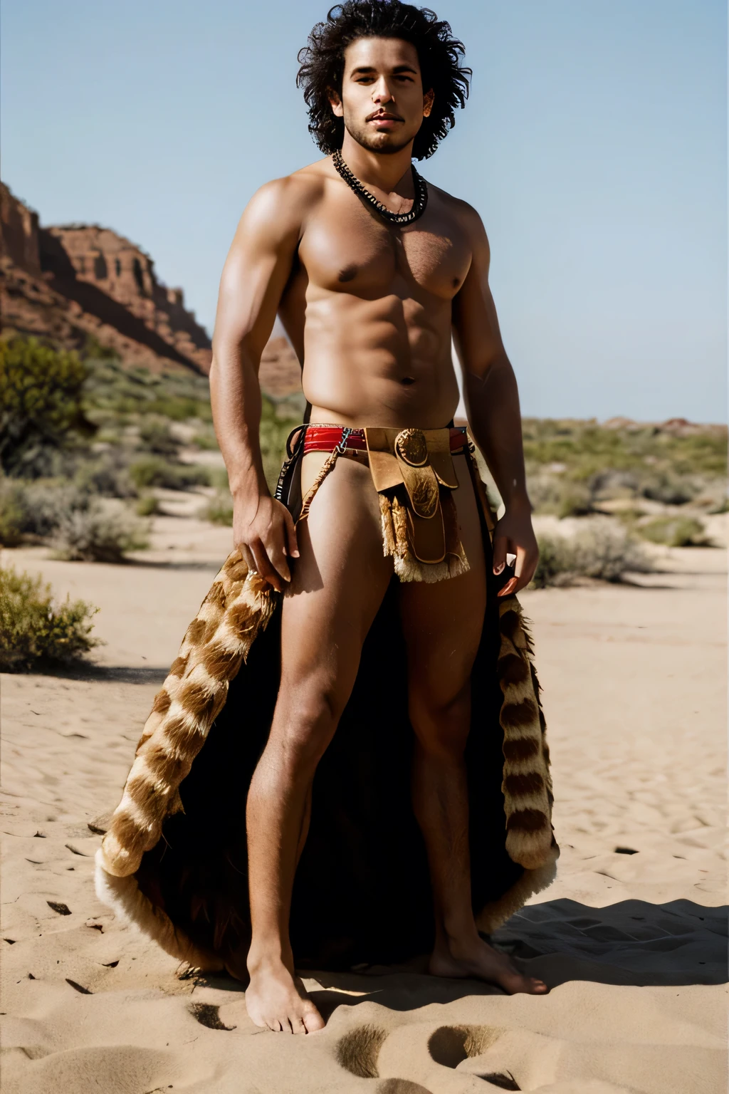 Boy in lion skin and loincloth