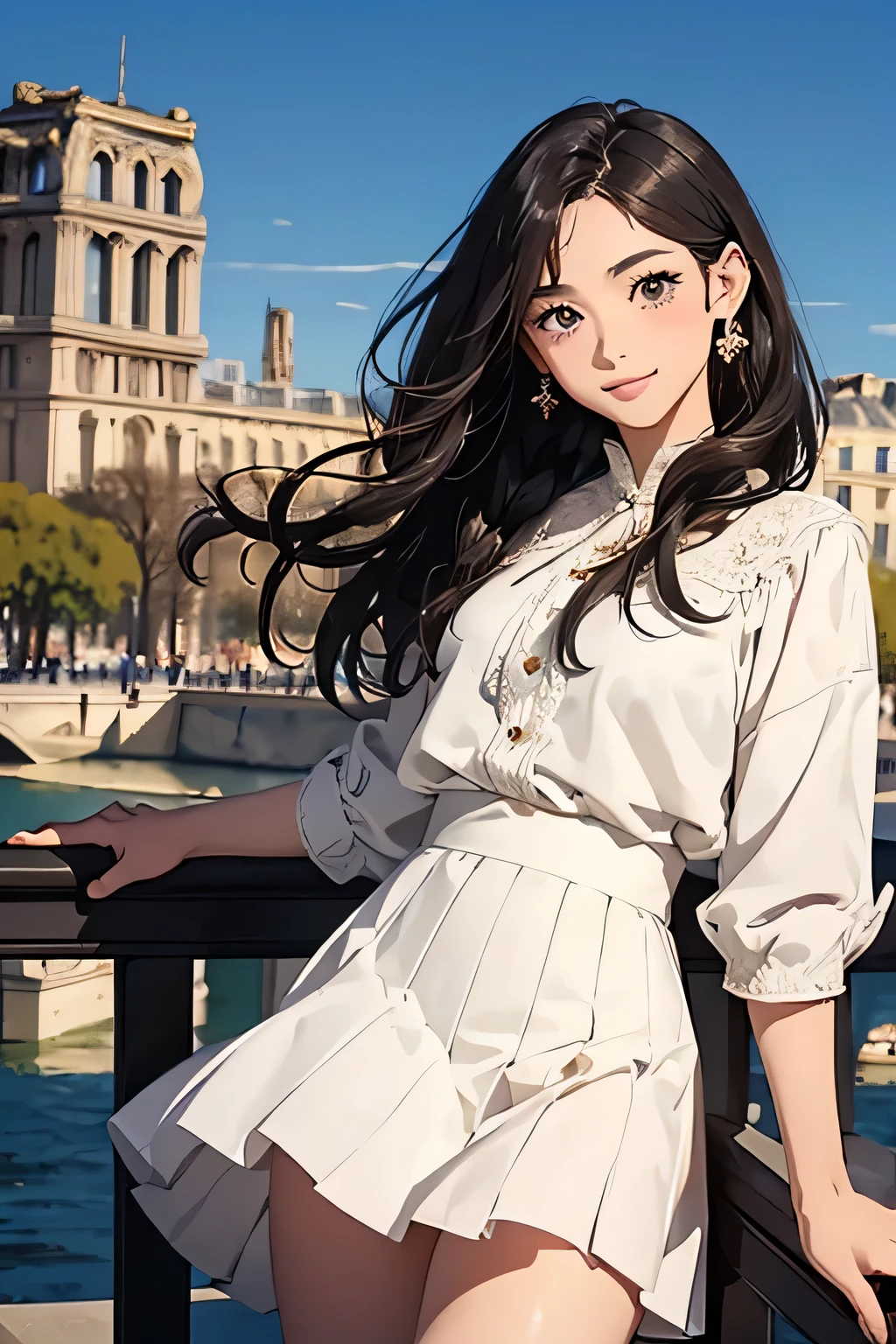 Highest quality、High resolution、Detailed Background、(Beautiful face in every detail:1.4)、Anatomically correct、(Normal number of fingers:1.2)、(Detailed eyes:1.2)、Teenage beauty、Highly detailed face、Perfect body line、Light color hair、Braided bob cut、Wavy Hairstyle、well-groomed eyebrows、cuteJK uniform、Pleated mini skirt、White Stockings、Elegant atmosphere、A big smile、smile、cute gesture、
(Beautiful girls enjoying sightseeing with famous Parisian sights in the background:1.5)、
If you stop by the Louvre, you can see people admiring the Venus de Milo and the Mona Lisa.、In the evening, enjoy a cruise along the Seine and see the sights of Paris at dusk.、Enjoying the night view of Paris、Palace of Versailles、Notre Dame Cathedral、Arc de Triomphe、Orsay Museum、Montmartre、Opera Garnier、cute