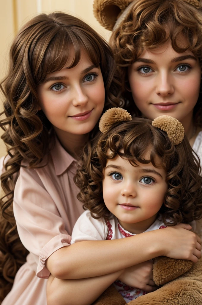 Masha and the Bear but Masha has brown hair and curls