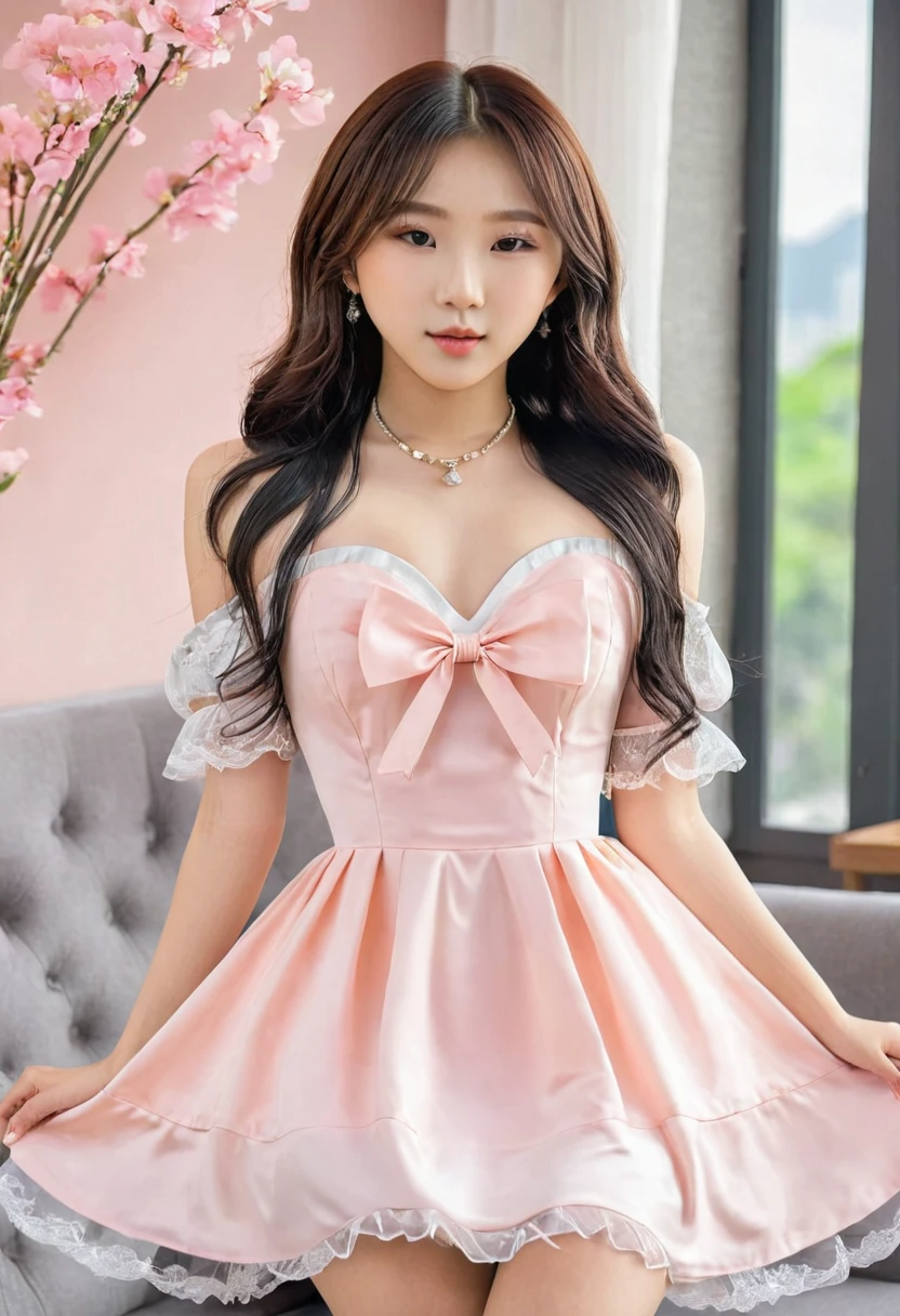 (((high quality:1.2))), (8k), extremely detailed, ((High detail:1.2)) ((best resolution)), (HotLexi, 1girl), Solo, 24 years old Korean Ulzzang female, (dress),