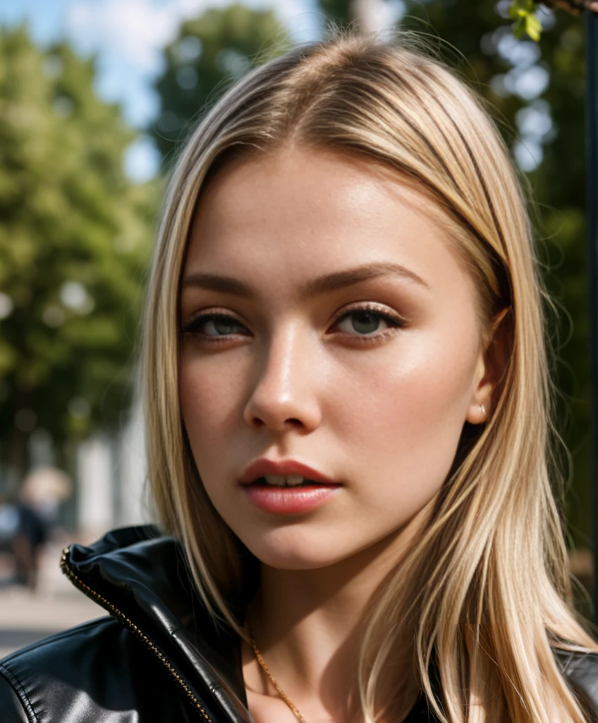 Masterpiece, a close up of a young russian girl with long hair wearing a black jacket, gorgeous young model, beautiful young girl, dasha taran, beautiful model, cute young girl, beautiful model girl, beautiful blonde girl, beautiful girl model, ellie victoria gale, young teen, angelina stroganova, a girl with blonde hair, very pretty model, anastasia ovchinnikova, 8k, ultra high res.photorealistic, UHD
