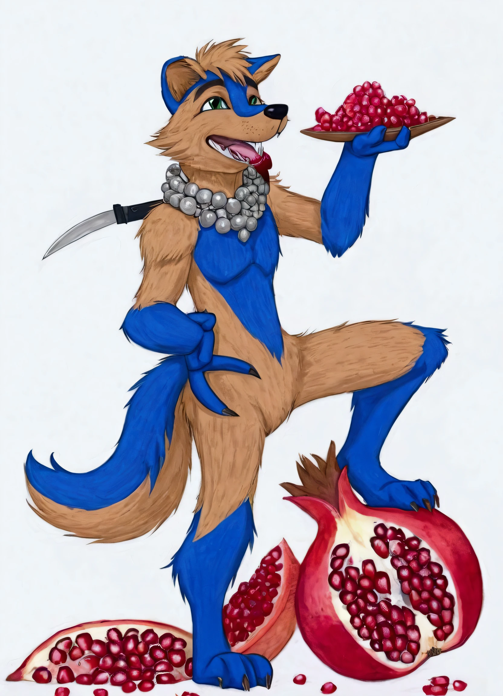 a drawing of a furry animal with a knife and a pomegranate, Commission for Furaffinity, Furaffinity Commission, ein anthropomorpher Wolf, anatomically correct fox, an anthropomorphic fox, Professional Furry Drawing, fursona furry art commission, pelzige Furaffinität, wolf o'donnell, furry art!!!, Furries with tails, fullbody commission for