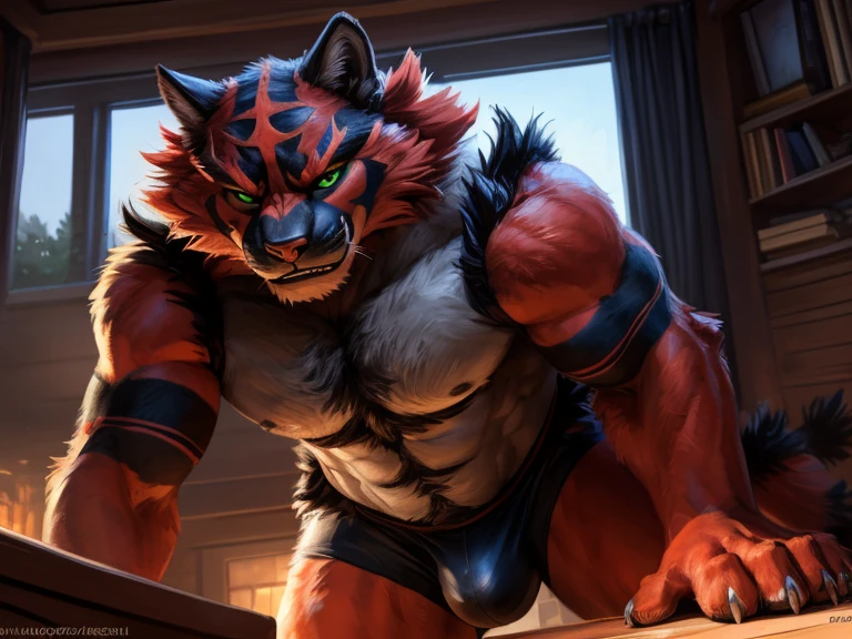 Male, (((solo))) character, incineroar, Male focus, 8k wuality, ultra realistic, 3d render, digital art, beautiful and detailed portrait of a Male incineroar, kenket, Ross Tran,ruan jia, uploaded to e621, zaush, foxovh, cenematic lighting, (((confident, seductive))), not muscular, weak, (((whole body showed))), (((detailed green eyes))), (((correct position))), (((dating))), (((loving eyes))), (((full in love))), (((seductive))), (((seduction))), (((master))), (((dominant))), (((sexy))), (((full body commission))), (((whole body showed))), (((feral))), (((bulge)))