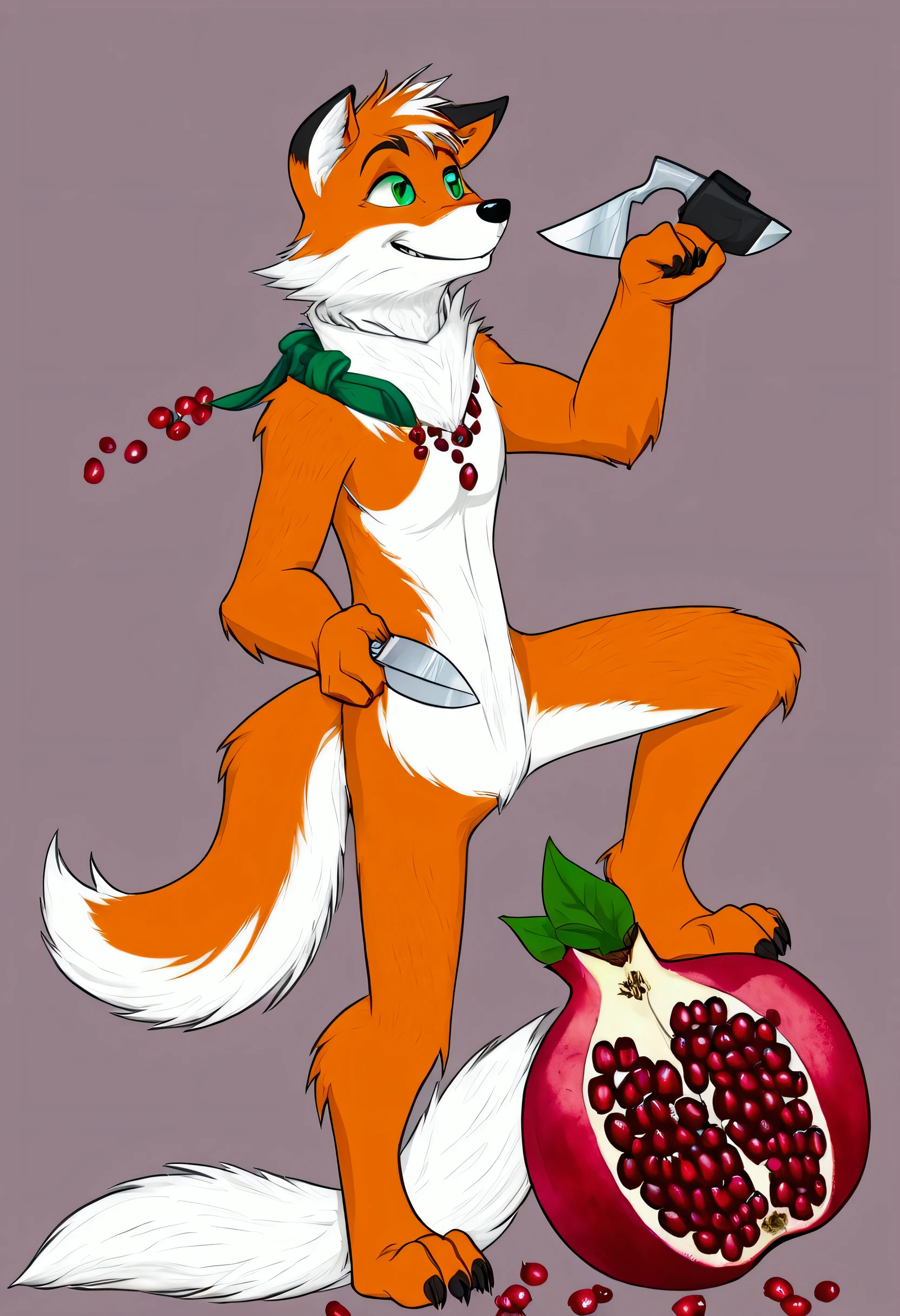 a drawing of a furry animal with a knife and a pomegranate, Commission for Furaffinity, Furaffinity Commission, ein anthropomorpher Wolf, anatomically correct fox, an anthropomorphic fox, Professional Furry Drawing, fursona furry art commission, pelzige Furaffinität, wolf o'donnell, furry art!!!, Furries with tails, fullbody commission for