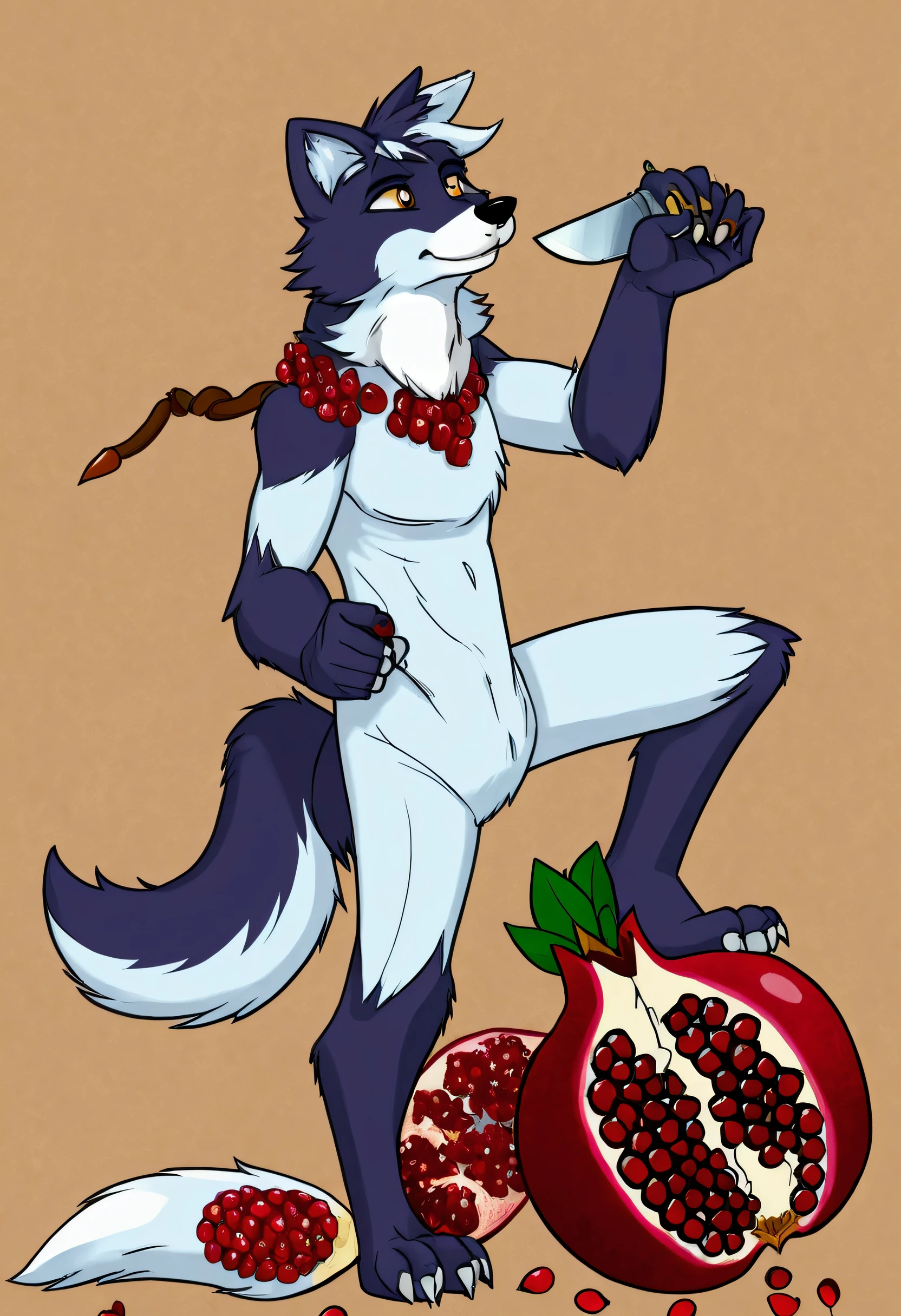 a drawing of a furry animal with a knife and a pomegranate, Commission for Furaffinity, Furaffinity Commission, ein anthropomorpher Wolf, anatomically correct fox, an anthropomorphic fox, Professional Furry Drawing, fursona furry art commission, pelzige Furaffinität, wolf o'donnell, furry art!!!, Furries with tails, fullbody commission for