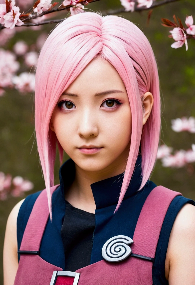 a girl with sakura haruno like hairstyle from naruto