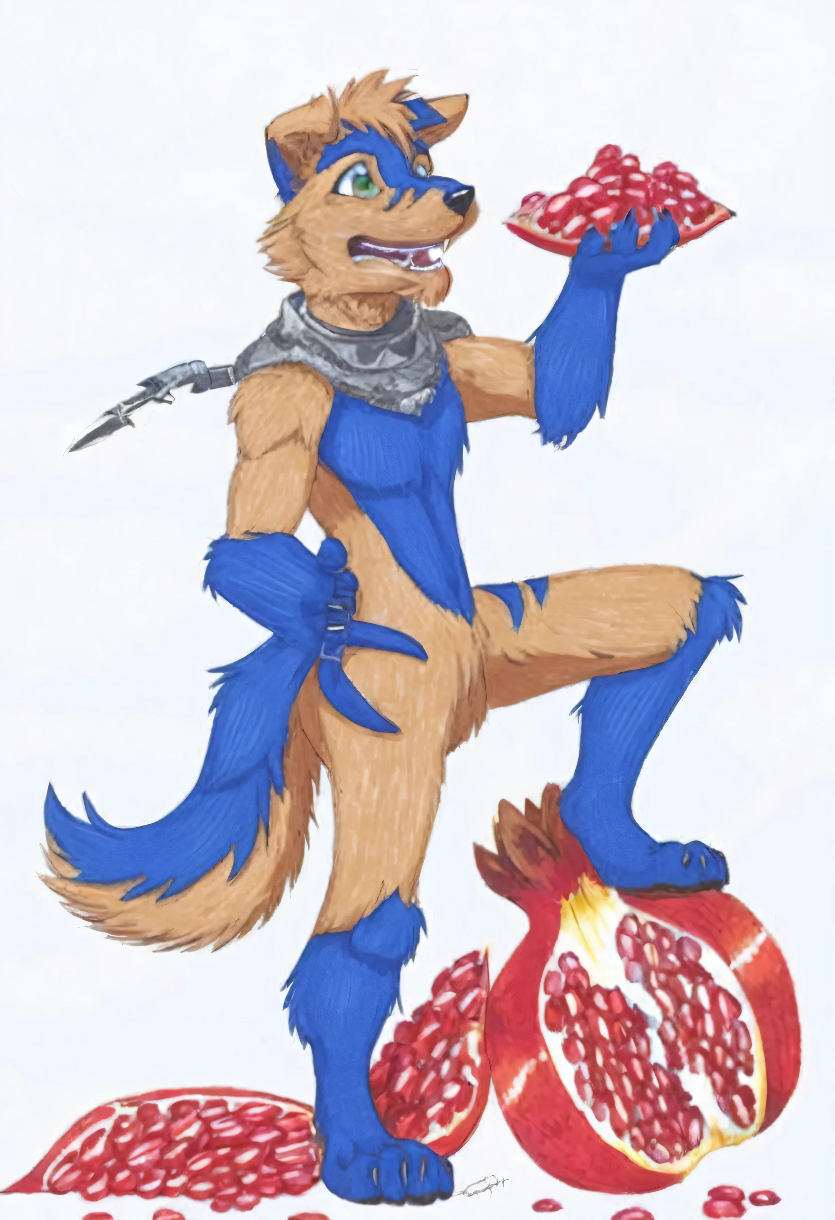 a drawing of a furry animal with a knife and a pomegranate, Commission for Furaffinity, Furaffinity Commission, ein anthropomorpher Wolf, anatomically correct fox, an anthropomorphic fox, Professional Furry Drawing, fursona furry art commission, pelzige Furaffinität, wolf o'donnell, furry art!!!, Furries with tails, fullbody commission for