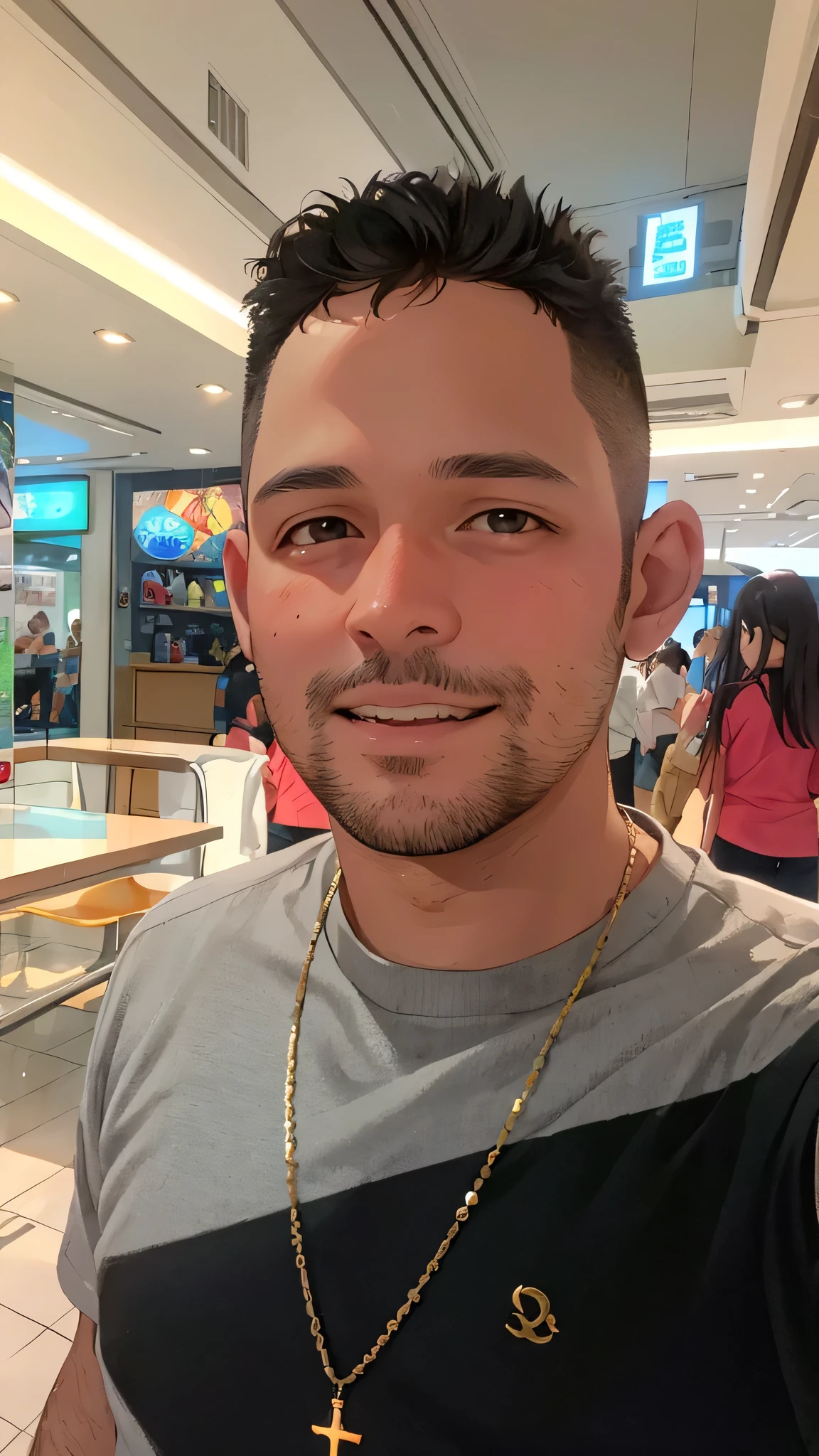 arafed man with a cross necklace and a cross necklace, juan diaz canales, about 3 5 years old, 4 0 years old man, 45 years old men, ástor alexander, jose miguel roman frances, andres rios, encho enchev, carmelo blandino, victor maristane, (38 years old), christian orrillo, (Masterpiece), (best detail), (Best quality), (((2D))), happy, small, (Young), good-looking