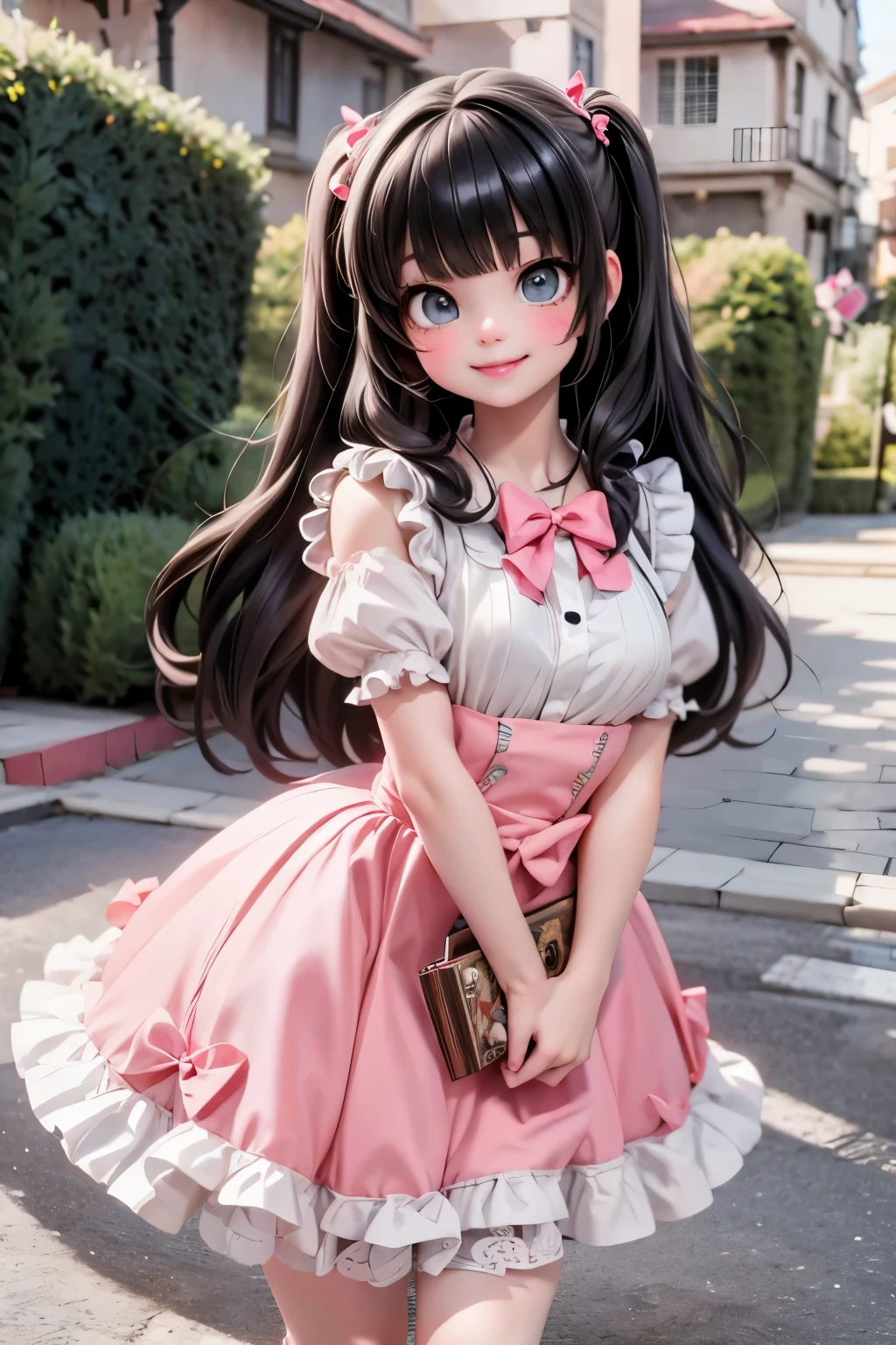 a cute girl smiling, ta Pumps