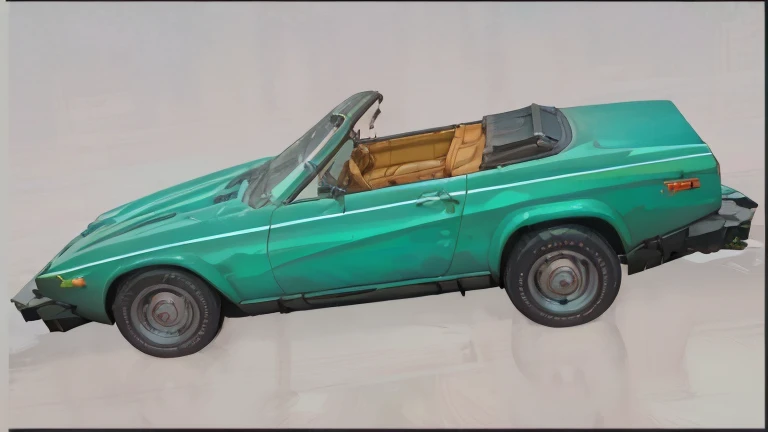 slightly above eye level view of shiny green 1968 TR 7, infused with a palette of muted Dynamic Lighting, Unreal Engine 5, CryEngine, Trending on ArtStation, HDR, 3D Masterpiece, Unity Render, Perfect Composition watercolor style, dripping with paint, hyper-realistic full color, perfect composition, beautiful detailed intricate insanely detailed octane render trending on artstation, 8 k artistic photography, photorealistic concept art, soft natural volumetric perfect light, award - winning photograph, masterpiece, Watercolor, trending on artstation, sharp focus, studio photo, intricate details, highly detailed, by syd mead