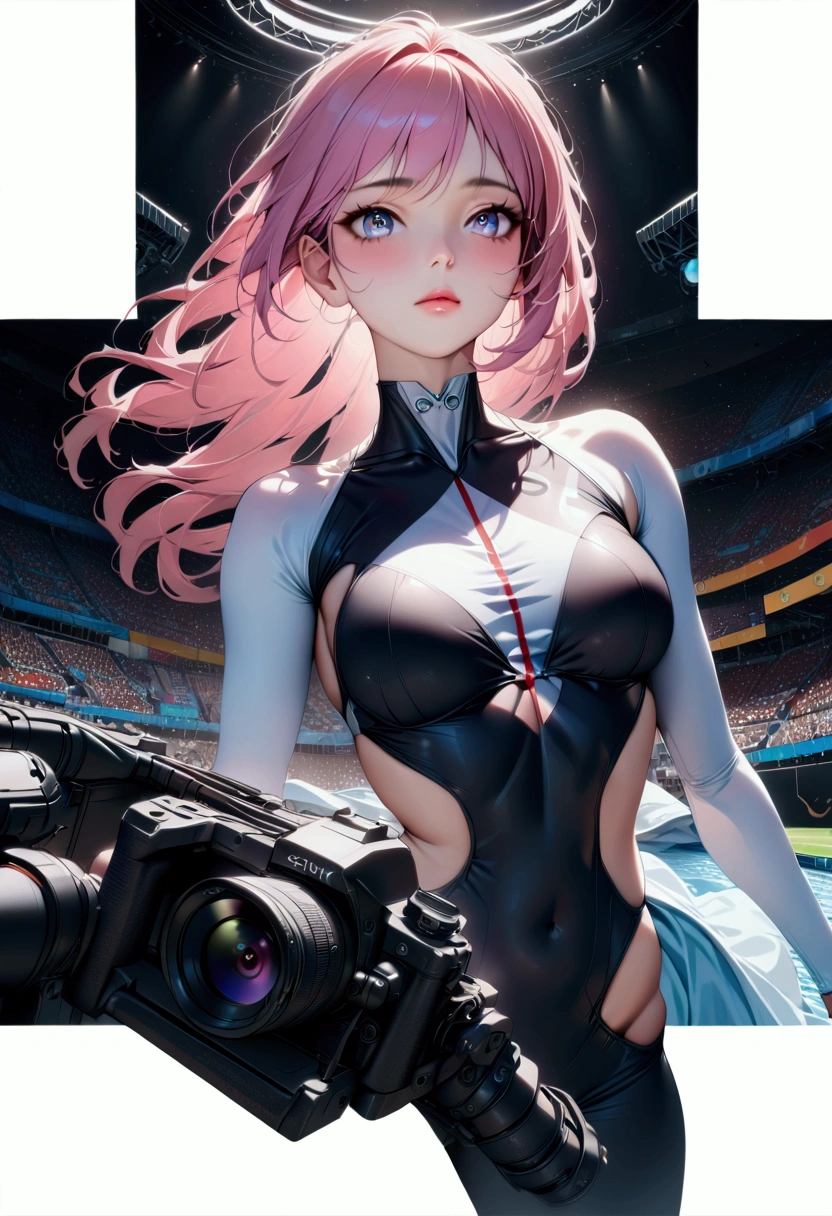1girl, a cinematic epic scene of the Olympic Games, beautiful detailed eyes, beautiful detailed lips, extremely detailed face and expression, intricate sports equipment, vibrant colorful lighting, dramatic camera angle, studio lighting, hyperrealistic, 8k, photorealistic, award-winning photography, visually stunning, cinematic composition, masterpiece, best quality, very aesthetic, absurdres