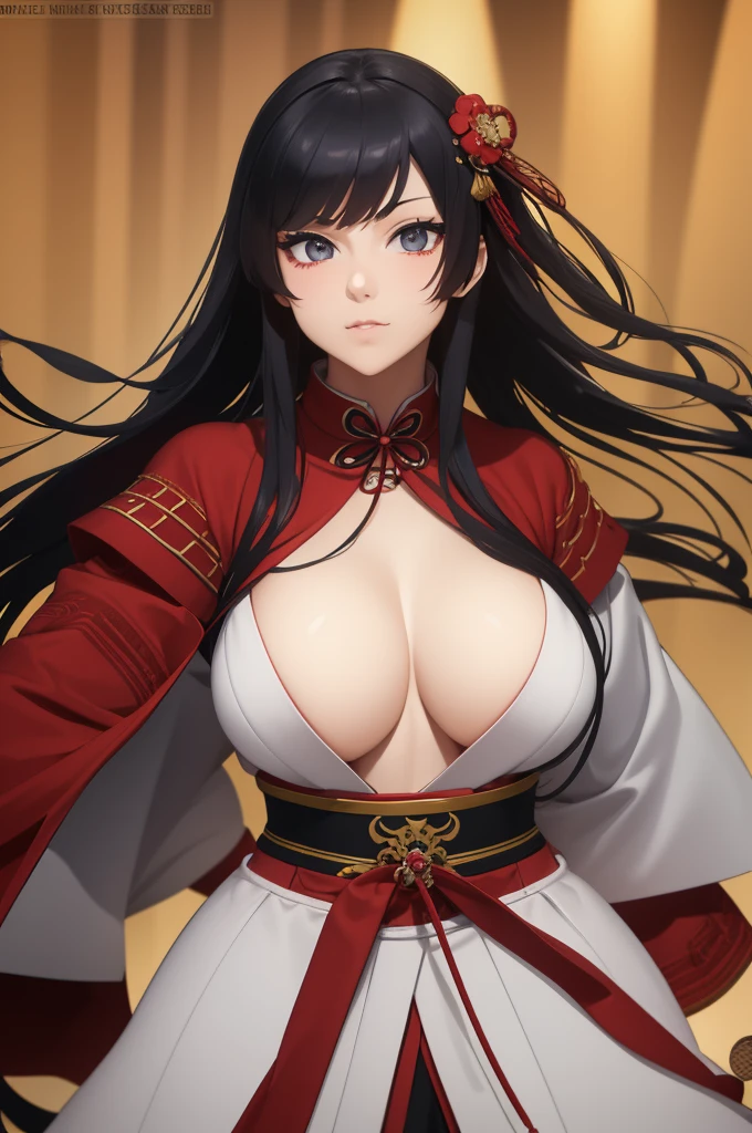 Fantasy RPG character, 26-year-old woman, samurai, sword, Japanese clothing,black hair, ((anime)), ((best qualtiy, 8K, tmasterpiece:1.3)), Focus:1.2, perfect figure beautiful woman:1.4, 1woman, cowboy shot, look at viewer, eyes facing the camera, incredibly absurd, beautiful and cute woman, showcasing top-quality craftsmanship, cute, neat,sexy,pretty