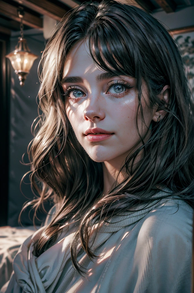 a mature 40s female teacher, beautiful detailed eyes, beautiful detailed lips, extremely detailed face and skin, long hair flowing down shoulders, teasing smile, bedroom interior, satin panties, looking back coyly, (best quality,4k,8k,highres,masterpiece:1.2),ultra-detailed,(realistic,photorealistic,photo-realistic:1.37),beautiful lighting,dreamy atmosphere,cinematic,high quality portrait,elegant,sensual,provocative a snowy winter landscape in siberia, snow covered pines, frozen lake, beautiful detailed sky, dramatic lighting, highly detailed, (best quality,4k,8k,highres,masterpiece:1.2),ultra-detailed,(realistic,photorealistic,photo-realistic:1.37),stunning scenery, soft lighting, atmospheric, cinematic composition, muted color palette, cold tones