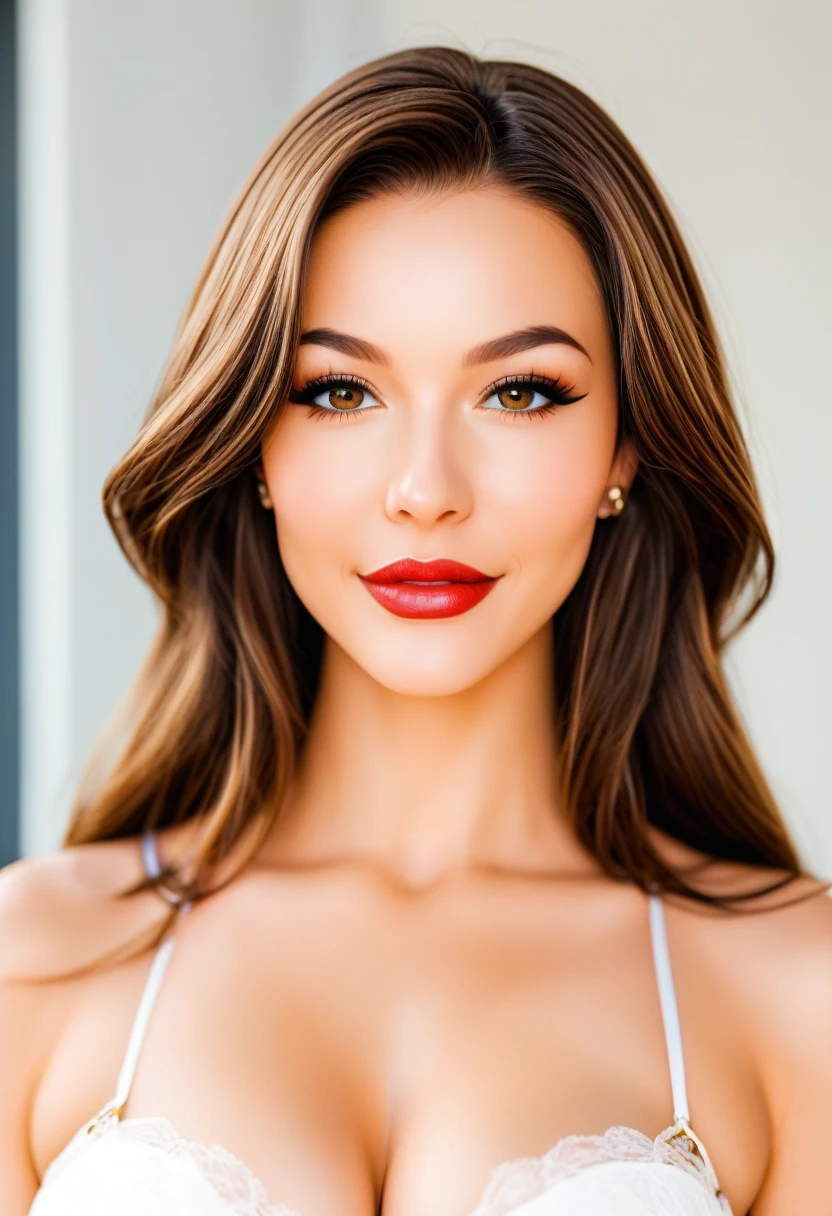 beautifu woman, with brown hair,face detail