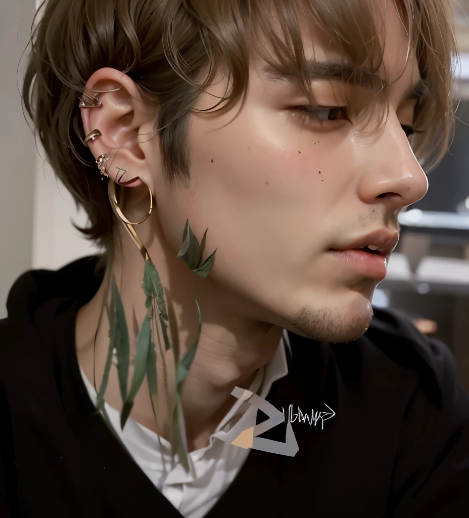 sharp man with white shirt and a plant in the background, profile picture with headshot, Kim Taehyung , hyung kim, beautiful face, Jimin\the full lips, inspirado em Kim TaeHyung bts, beautiful face, taken at the beginning of 2020, profile image, Jimin\the Greek nose, hyung tae, realisitic, Ultra -HD
