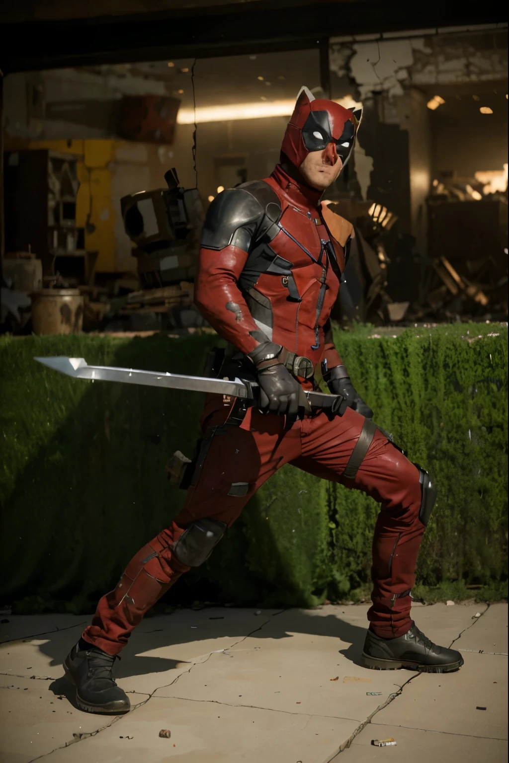 (Best quality, 8k, 32k, Masterpiece, UHD:1.2), "Transform the scene into the desolate and chaotic void timeline junkyard reality from the Deadpool and Wolverine or Deadpool 3 movie. Imagine a sprawling wasteland filled with the remnants of destroyed and abandoned structures. The ground is littered with debris, twisted metal, and shattered glass, creating a sense of desolation and ruin.
The sky above is an ominous gray, casting a dull, oppressive light over the scene. Scattered throughout the landscape are recognizable artifacts and remnants from various FOX Marvel characters' worlds, such as fragments of Sentinels, pieces of advanced technology, and iconic items from the X-Men, Fantastic Four, and other franchises.
The area is devoid of any people, emphasizing the loneliness and abandonment of this timeline. The remnants of battles and conflicts are evident, with damaged vehicles, crumbling buildings, and scorch marks covering the ground. This setting should evoke a sense of lost hope and survival, capturing the chaotic and fractured nature of this reality where the FOX Marvel characters are struggling to endure."