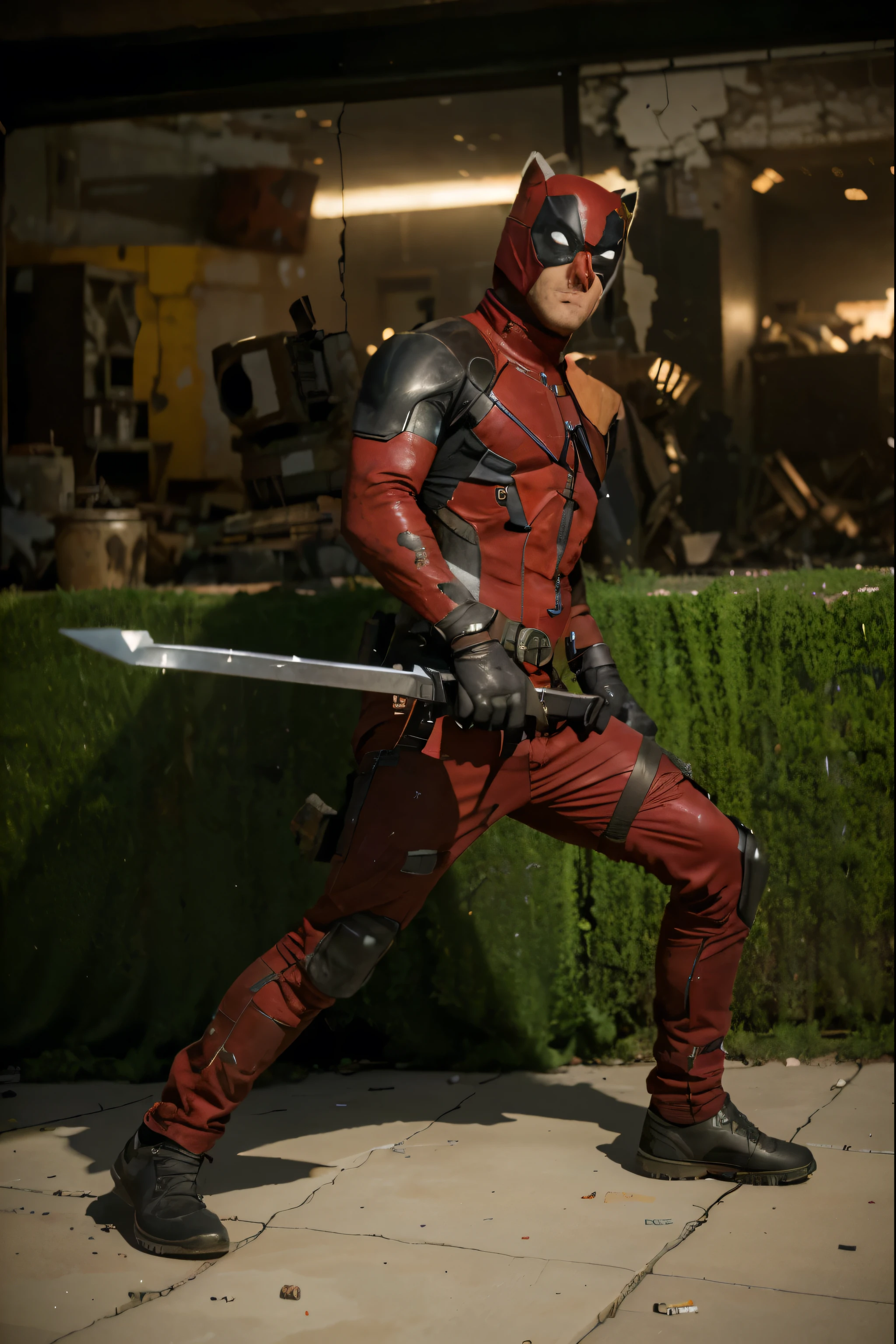 (Best quality, 8k, 32k, Masterpiece, UHD:1.2), "Transform the scene into the desolate and chaotic void timeline junkyard reality from the Deadpool and Wolverine or Deadpool 3 movie. Imagine a sprawling wasteland filled with the remnants of destroyed and abandoned structures. The ground is littered with debris, twisted metal, and shattered glass, creating a sense of desolation and ruin.
The sky above is an ominous gray, casting a dull, oppressive light over the scene. Scattered throughout the landscape are recognizable artifacts and remnants from various FOX Marvel characters' worlds, such as fragments of Sentinels, pieces of advanced technology, and iconic items from the X-Men, Fantastic Four, and other franchises.
The area is devoid of any people, emphasizing the loneliness and abandonment of this timeline. The remnants of battles and conflicts are evident, with damaged vehicles, crumbling buildings, and scorch marks covering the ground. This setting should evoke a sense of lost hope and survival, capturing the chaotic and fractured nature of this reality where the FOX Marvel characters are struggling to endure."