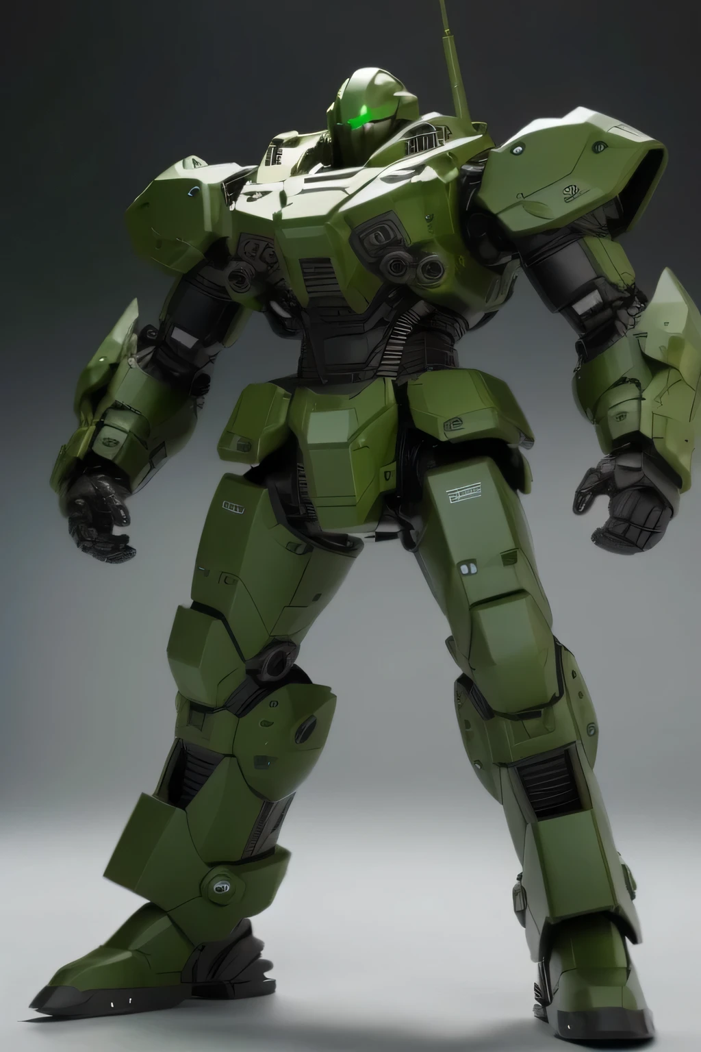 hard surface,super fine concept art,robot,solo,no human,no background,military,single eye,green armor,giant
