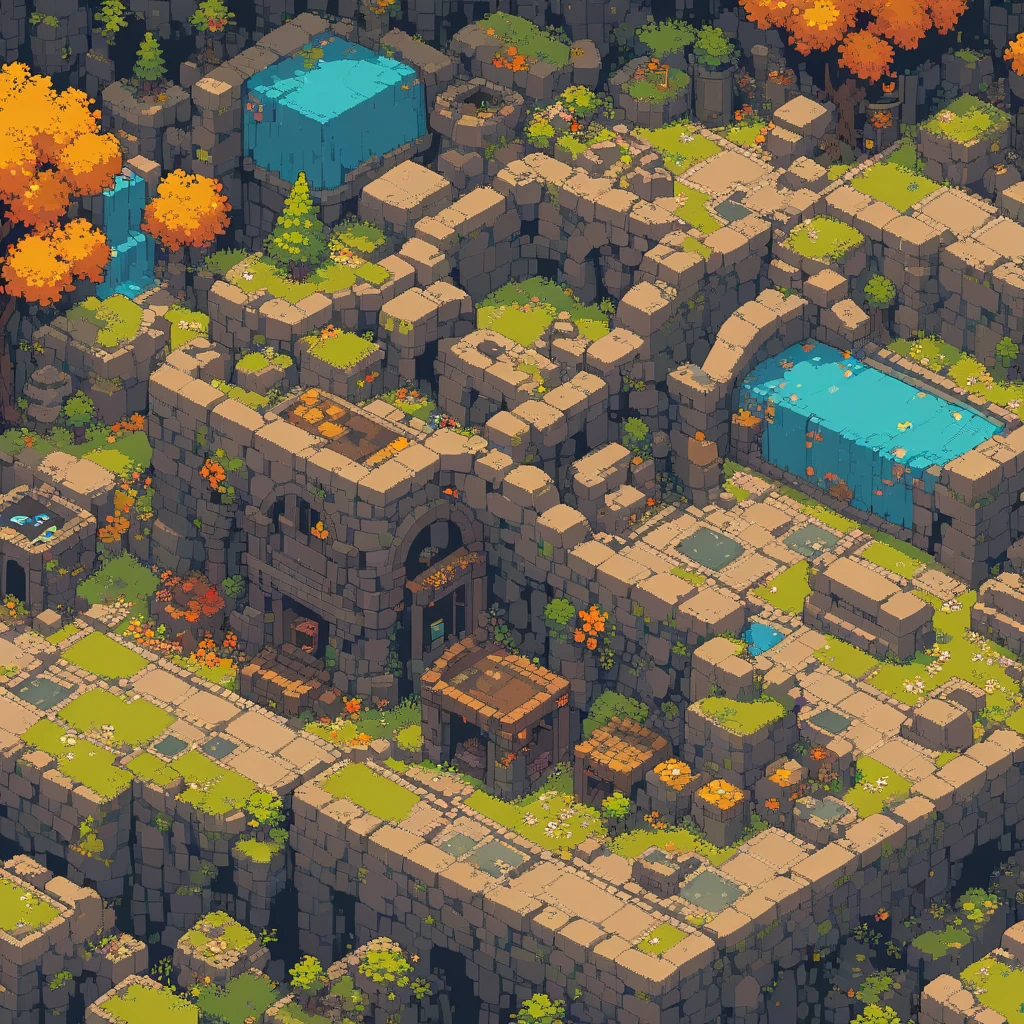 retro video game style,pixel graphics,bright colors,8-bit characters,block forms,sharp lines,detailed shading,classic gaming atmosphere,nostalgic atmosphere,classic arcade games,masterpiece:1.2,ultra detailed,Illustration Style, 2D текстура, black dungeon, Stones, tile, dirt
