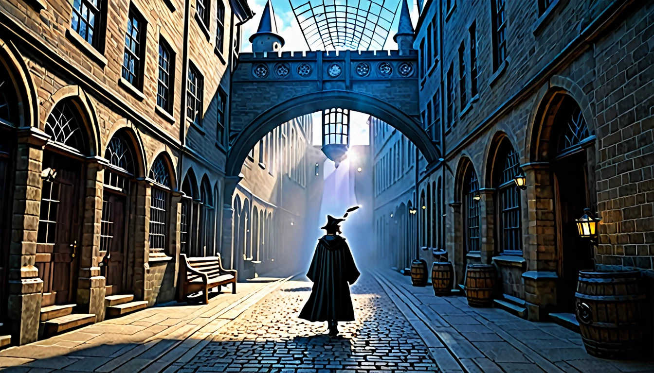 (Verse 4) On platform nine and three quarters, we embark without fear, To a world of dreams, where everything is secret. With wands raised, we face destiny, Em Hogwarts, we found our true path. (Verse 5) Behind every spell, a lesson to learn, Of love, friendship and the power to win. J. K. Rouling, your writing touched us, In each paragraph, hope guided us., photo, 3d render, illustration, cinematic