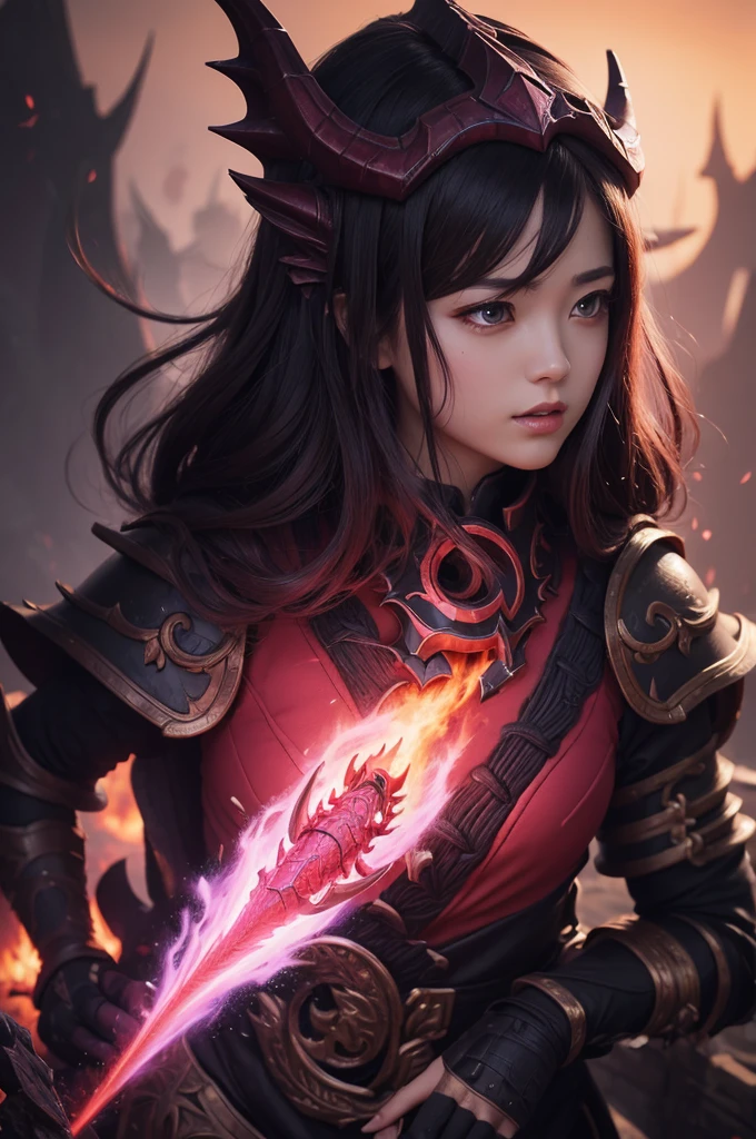 ((best quality)), ((masterpiece)), (detailed), pink dragon breathing abyssal fire