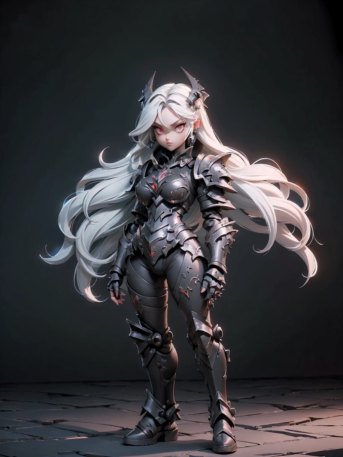 (((masterpiece, high quality, 16k)))  queen power armor , (gothic style), (((full body shot))) , The most beautiful and sexy demon goddess, long white hair, glowing red eyes, wearing detailed black gothic battle armor, black angel wings, tattoos and piercings, intricate detailed schythe, gothic castle, perfect masterpiece, high quality, high resolution
