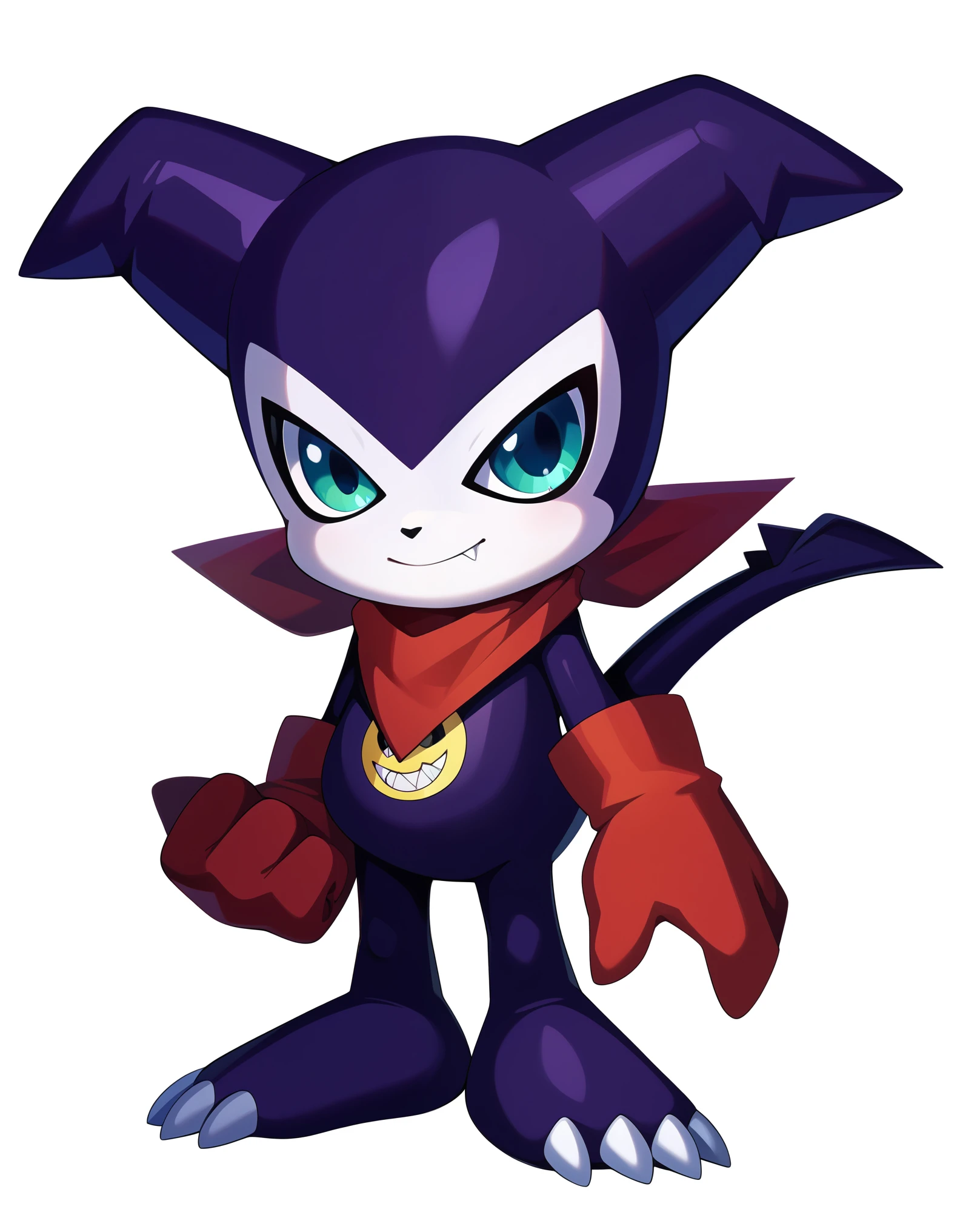 score_9, score_8_up, score_7_up, score_6_up, source_furry, solo, dof, full-length portrait, feral, white background, impmon, shortstack, digimon (creature)