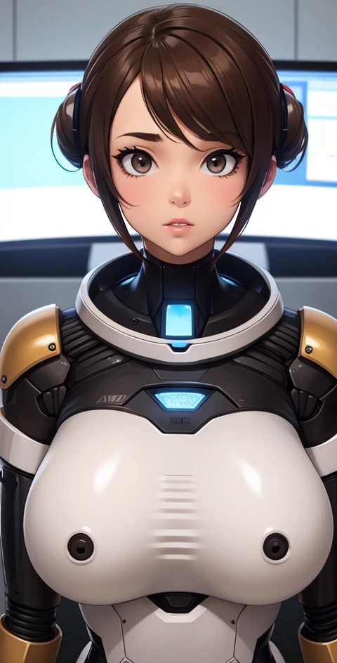 Brown robot girl, busty