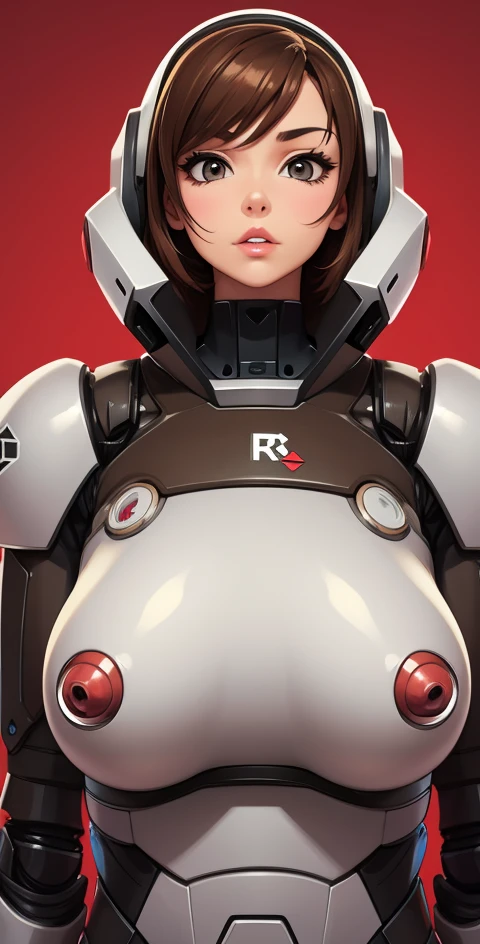 Brown robot girl, busty