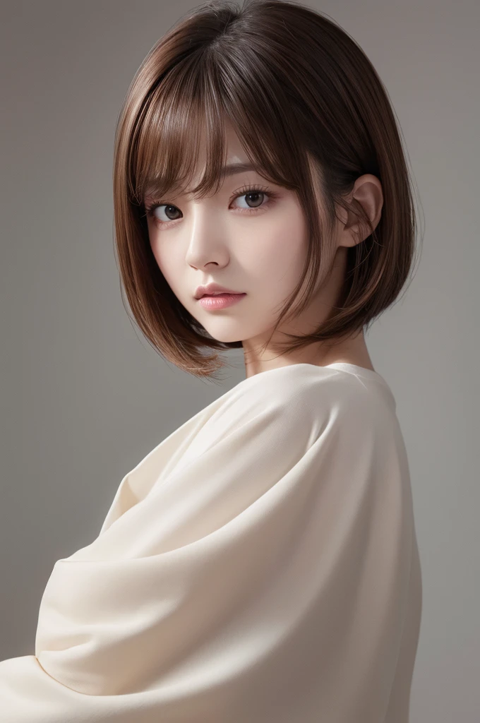 Base hair color is dark brown、White female background、Highlight Highlights、