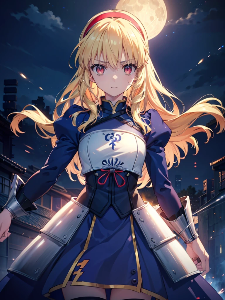(red ribbon on hairband:1.2),(8K, best quality, muste piece:1.2)、ultra high resolution,1 very cute girl,hosimiya ichigo,ultra-detailed face, detailed eyes,RED eyes,masterpiece, best quality,1girl, , Full body shot, weapon, chain, very long hair, looking at viewer,(kbxll:0.5), Japanese Shrines, fantasy, bodysuit,city, energy ball, razer, lightning bolt, skirt, zettai ryouiki, Petrifying Demon Eye, dust-effect,Grain effect,Neon-light-effect, moon,tentacles,
artoria pendragon \(fate\), armor, dress, suit, excalibur \(fate/stay night\),
fighting stance, dinamic angle, sparks,shirt lift,battle,A grand city in the year 2100, wide shot, hyper realistic, Nausicaa Ghibl,