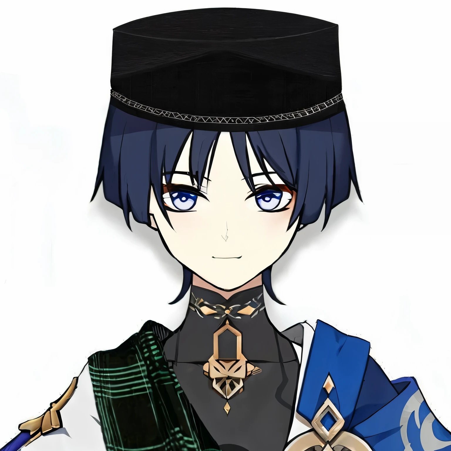 He holds a white and gold shield in his hand, ultra detail.